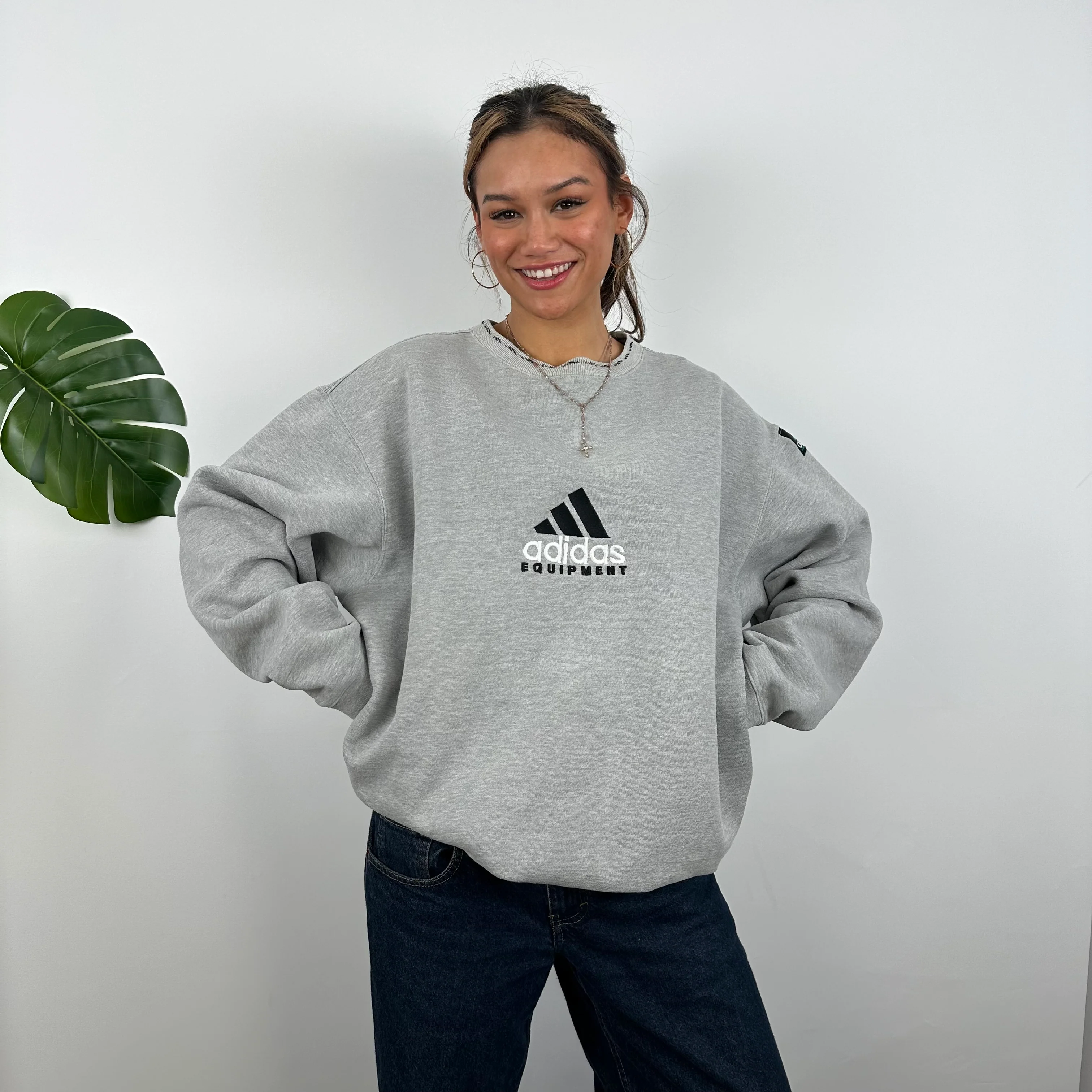 Adidas Equipment RARE Grey Embroidered Spell Out Sweatshirt (L)