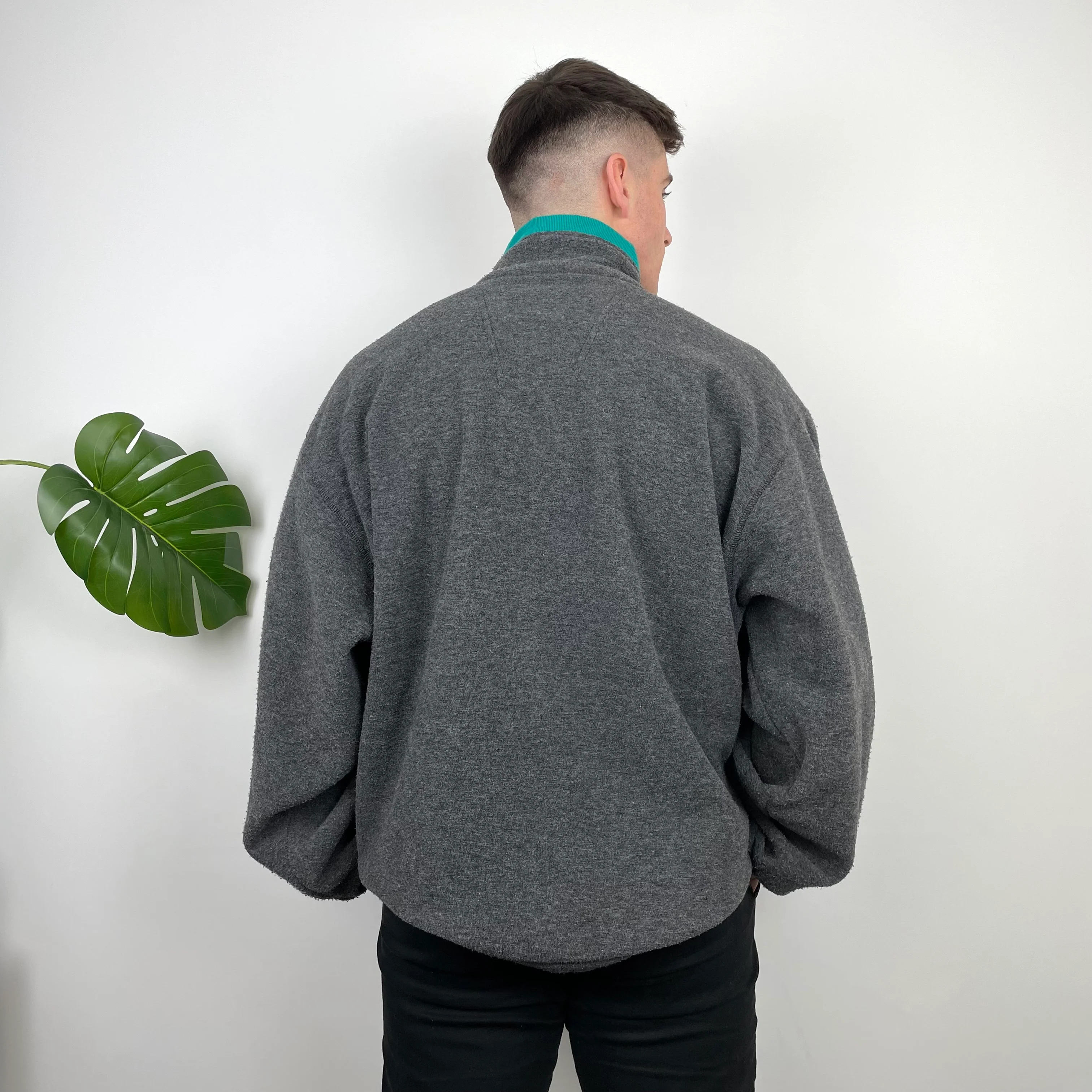 Adidas Equipment RARE Grey Embroidered Spell Out Teddy Bear Fleece Quarter Zip Sweatshirt (XL) - Image 4