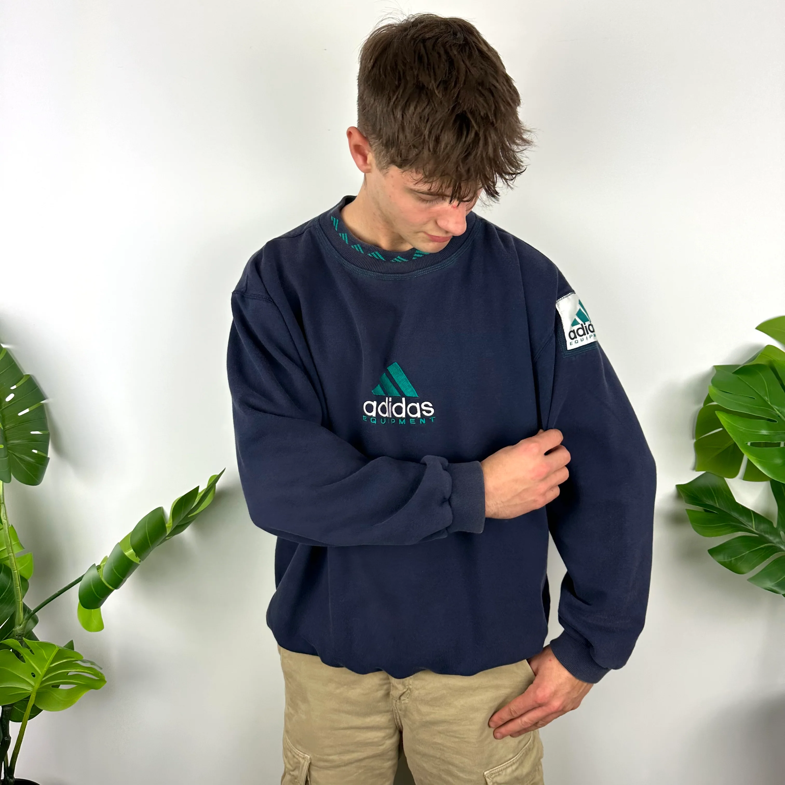 Adidas Equipment RARE Navy Embroidered Spell Out Sweatshirt (XL) - Image 2