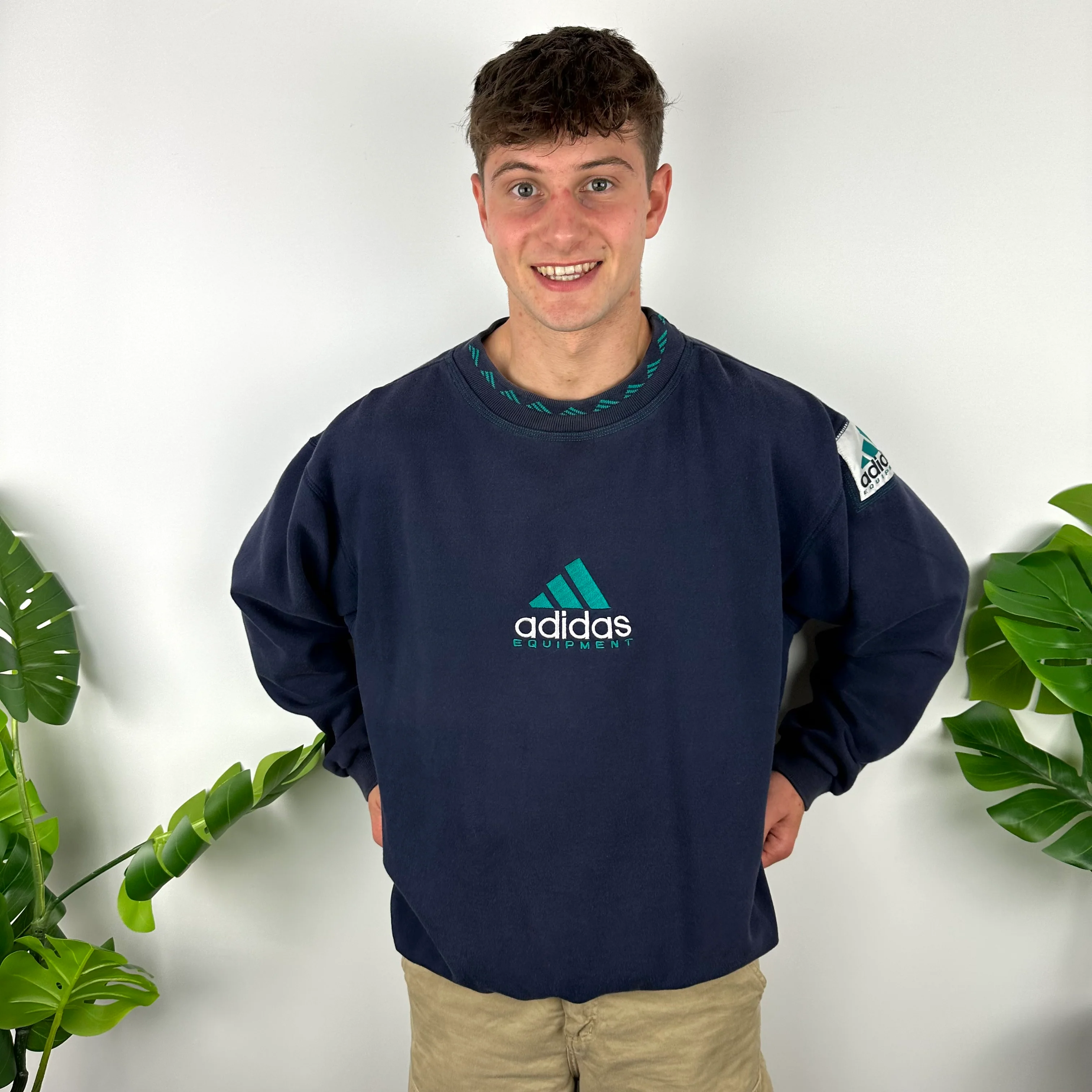 Adidas Equipment RARE Navy Embroidered Spell Out Sweatshirt (XL) - Image 3