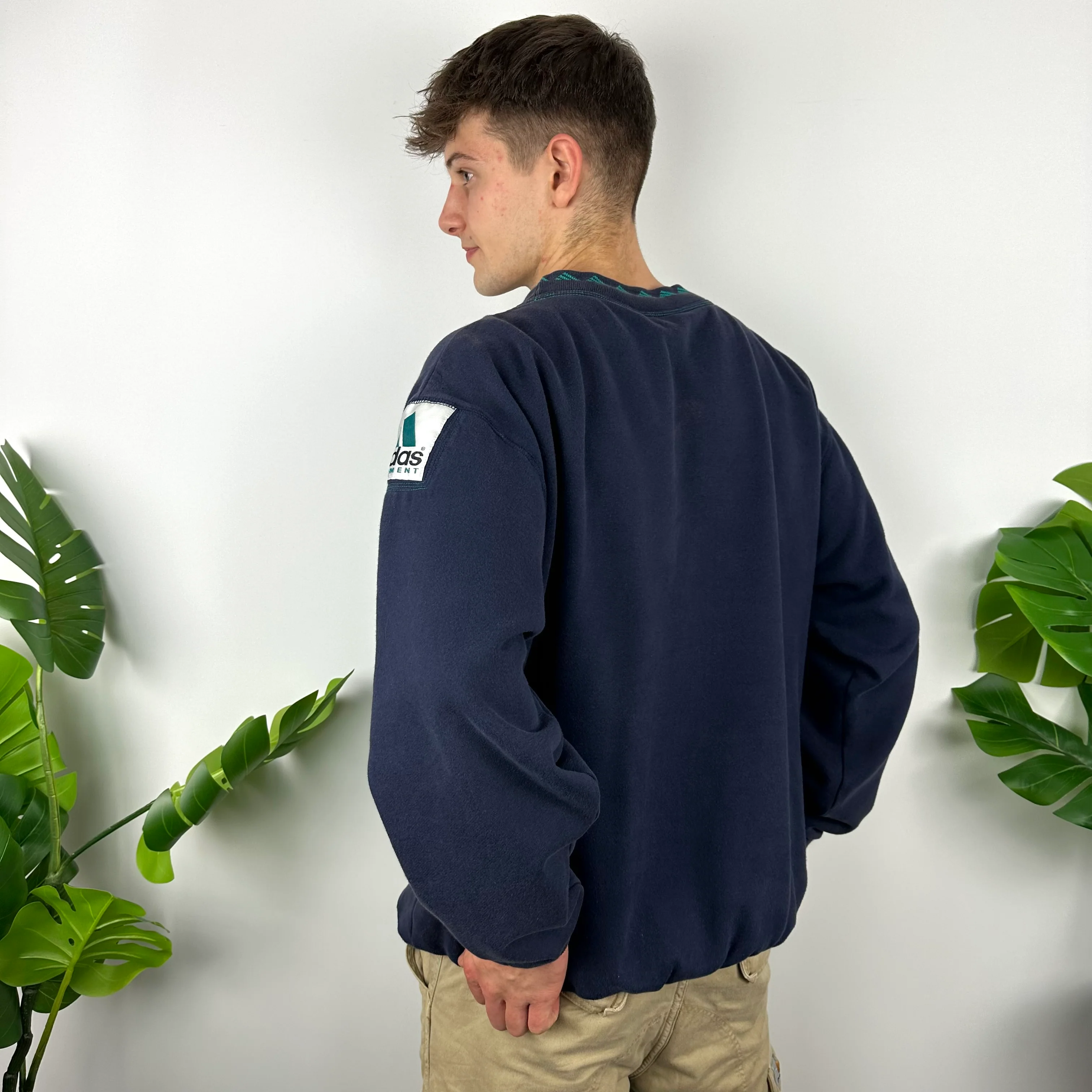 Adidas Equipment RARE Navy Embroidered Spell Out Sweatshirt (XL) - Image 4