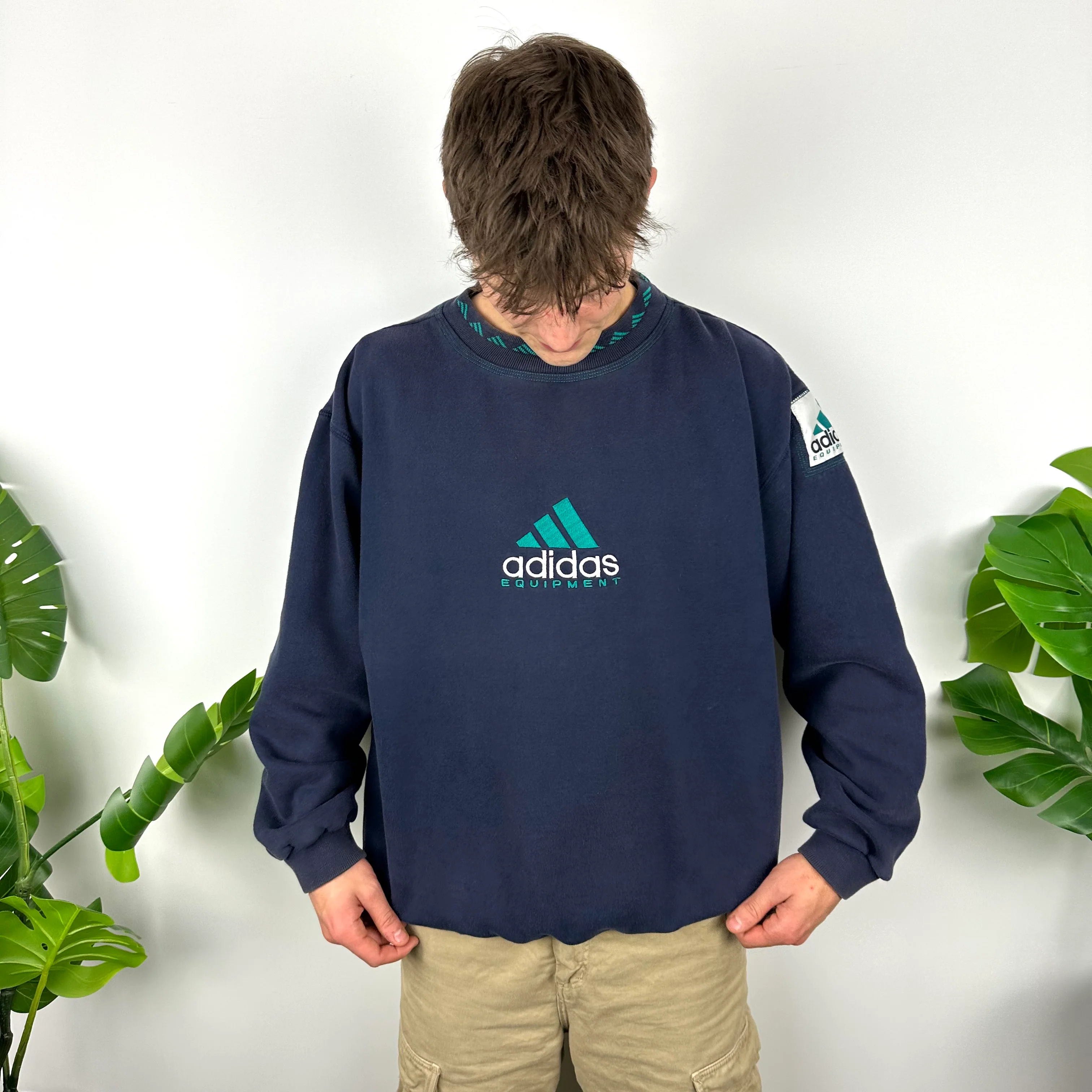 Adidas Equipment RARE Navy Embroidered Spell Out Sweatshirt (XL) - Image 5