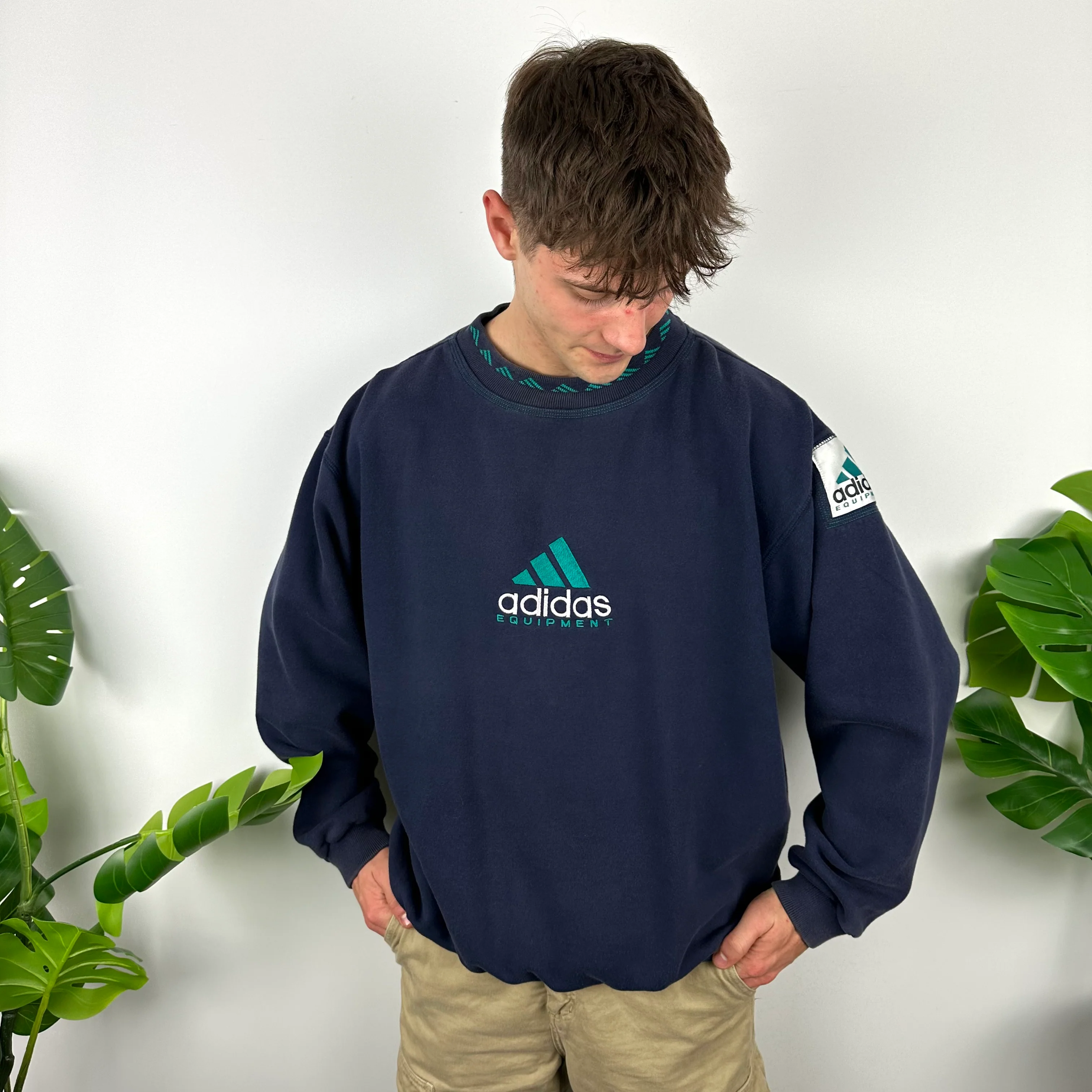 Adidas Equipment RARE Navy Embroidered Spell Out Sweatshirt (XL) - Image 6