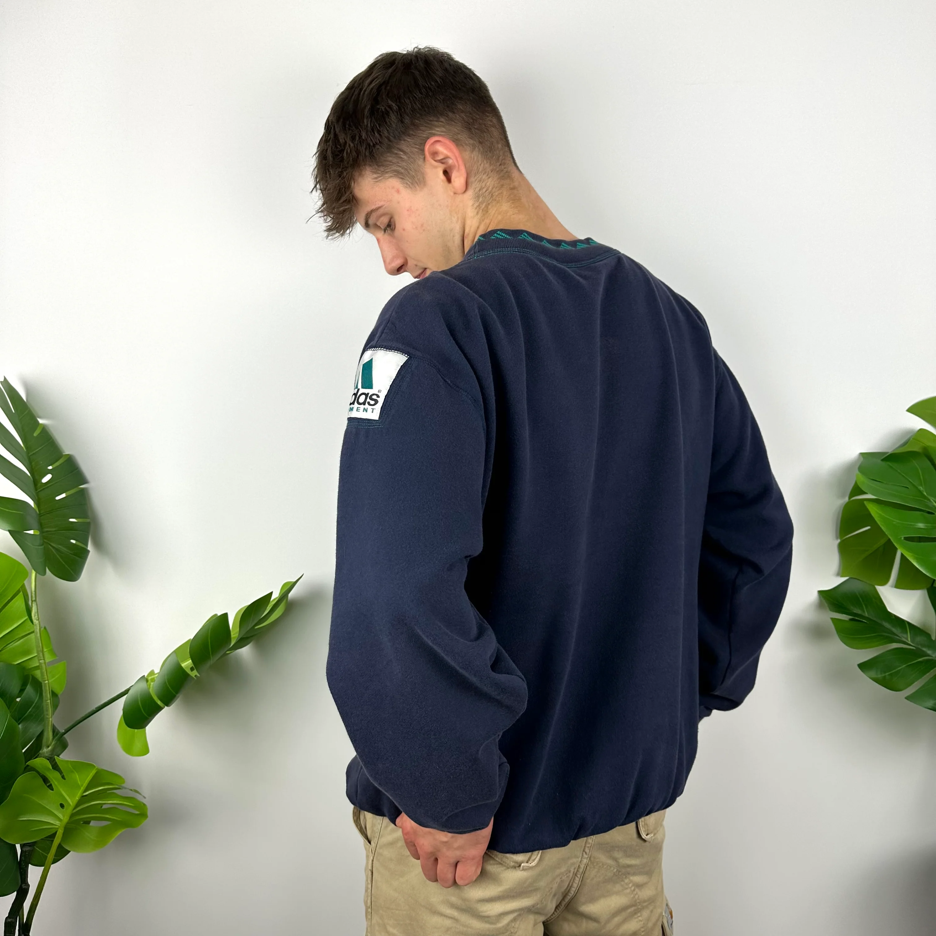 Adidas Equipment RARE Navy Embroidered Spell Out Sweatshirt (XL) - Image 7