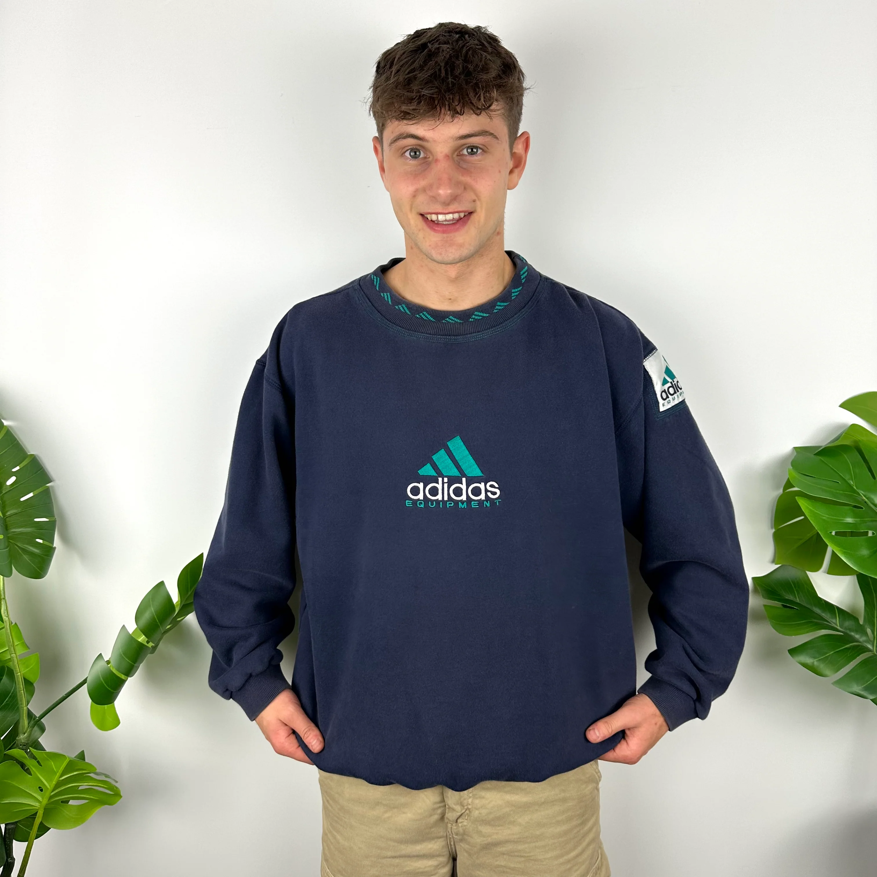 Adidas Equipment RARE Navy Embroidered Spell Out Sweatshirt (XL) - Image 8