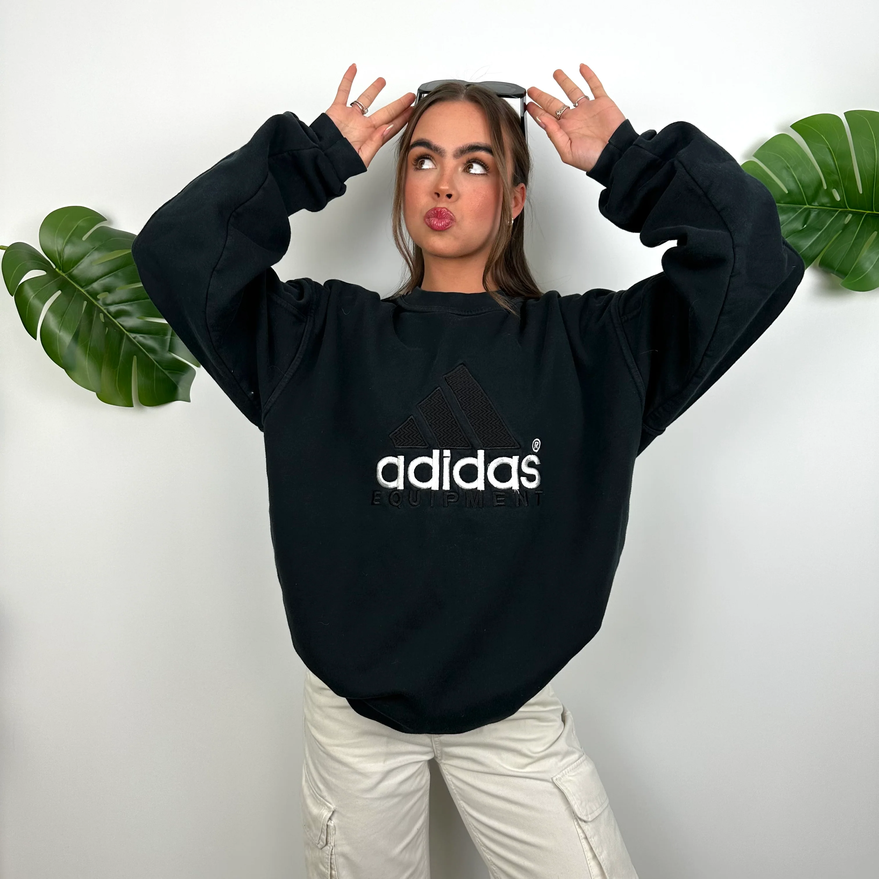 Adidas Equipment RARE Navy Embroidered Spell Out Sweatshirt (L) - Image 3