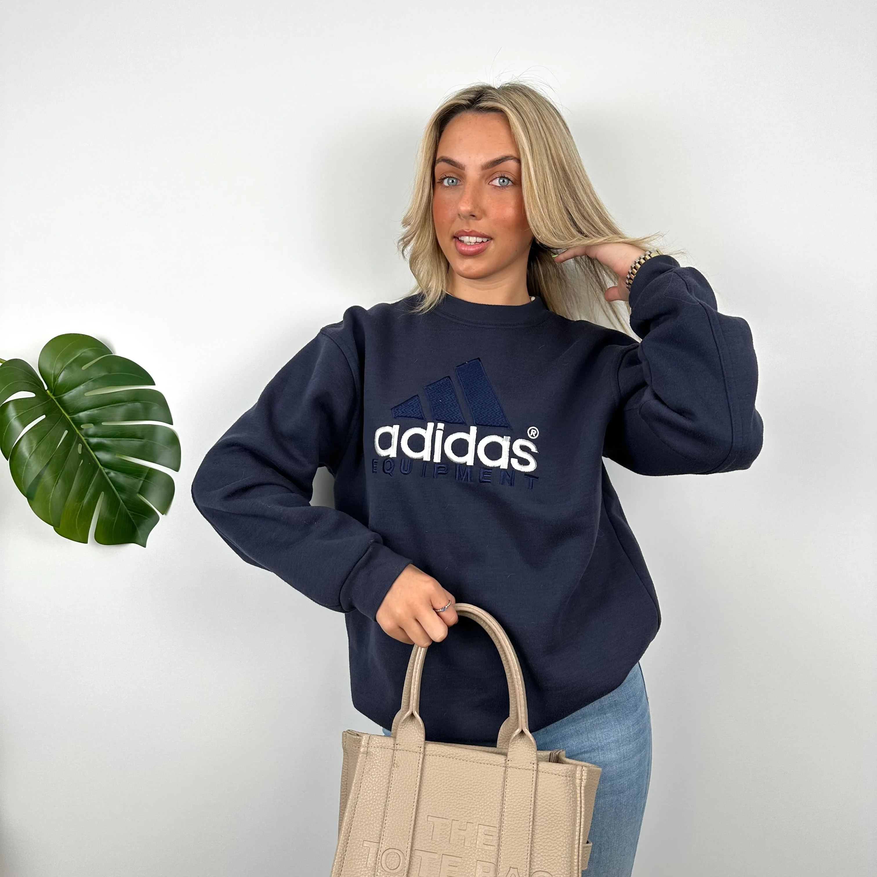 Adidas Equipment RARE Navy Embroidered Spell Out Sweatshirt (M) - Image 2