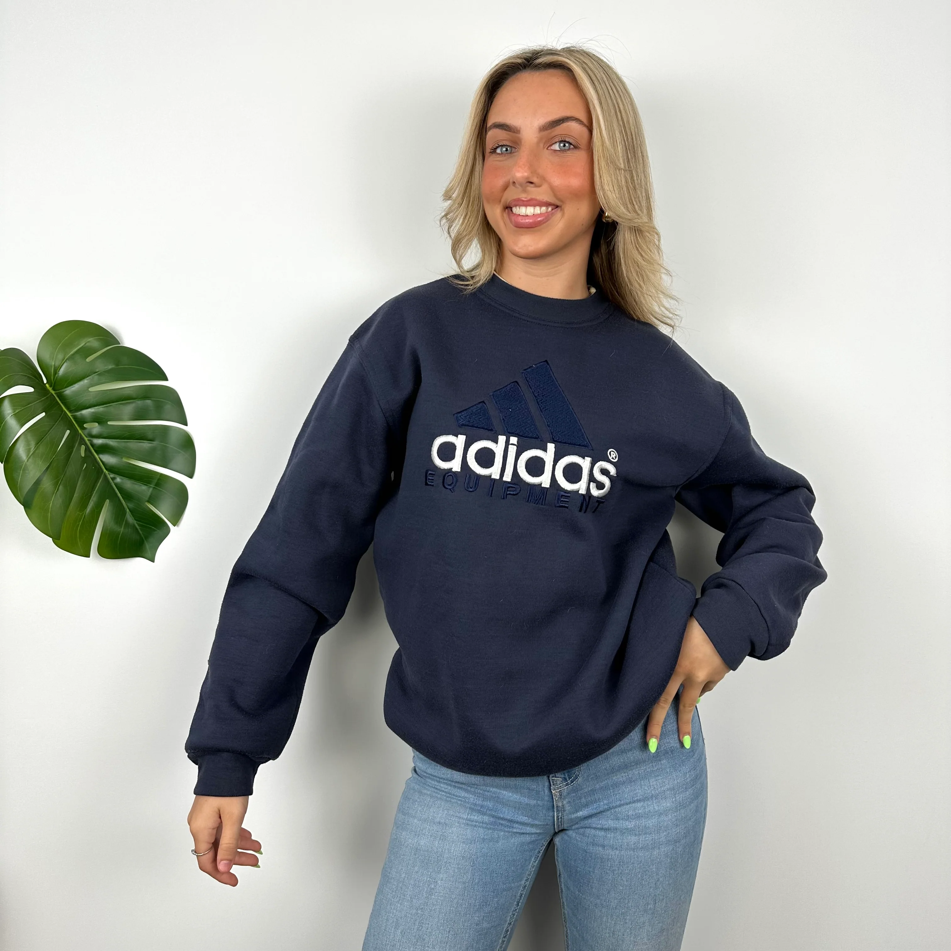 Adidas Equipment RARE Navy Embroidered Spell Out Sweatshirt (M) - Image 3