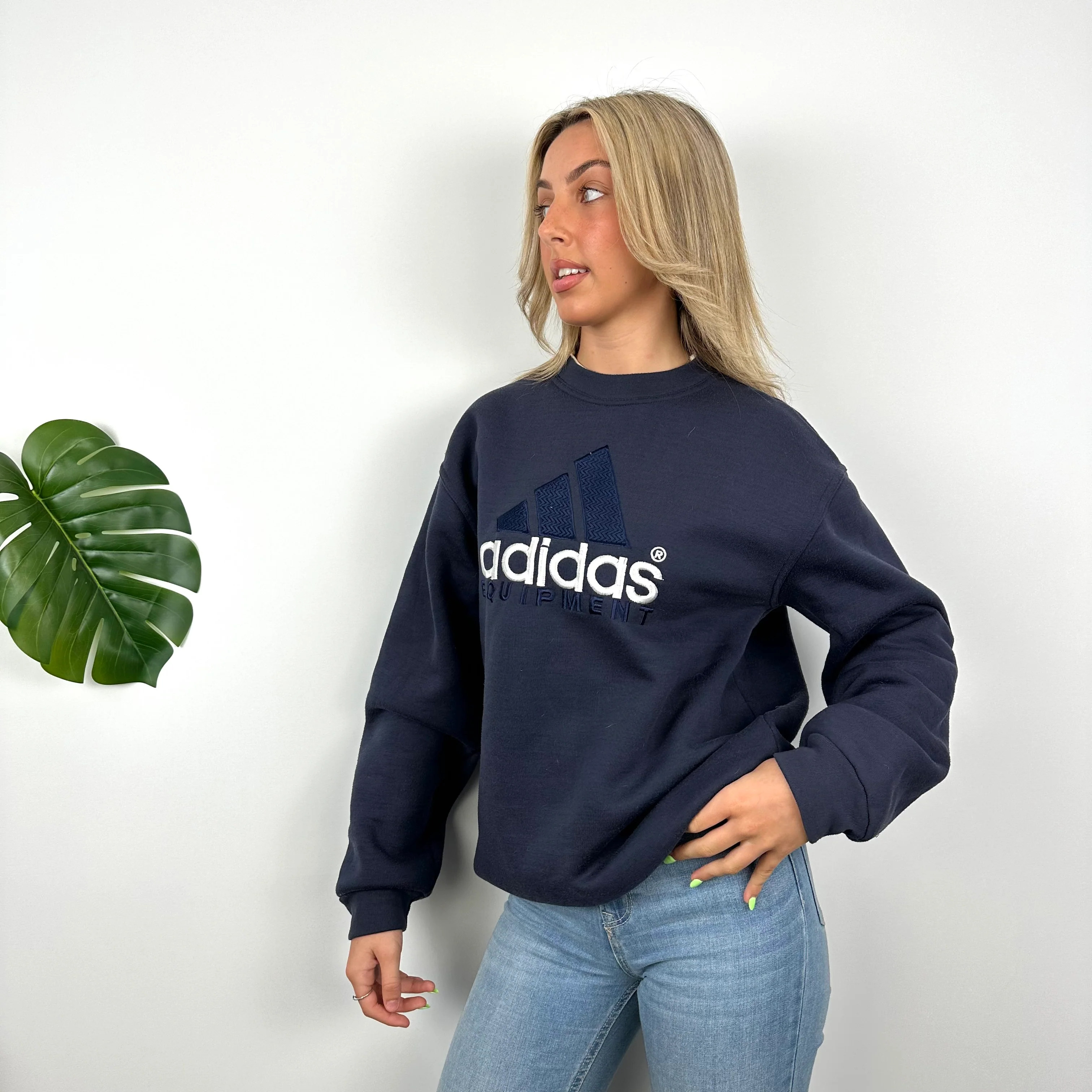 Adidas Equipment RARE Navy Embroidered Spell Out Sweatshirt (M) - Image 4