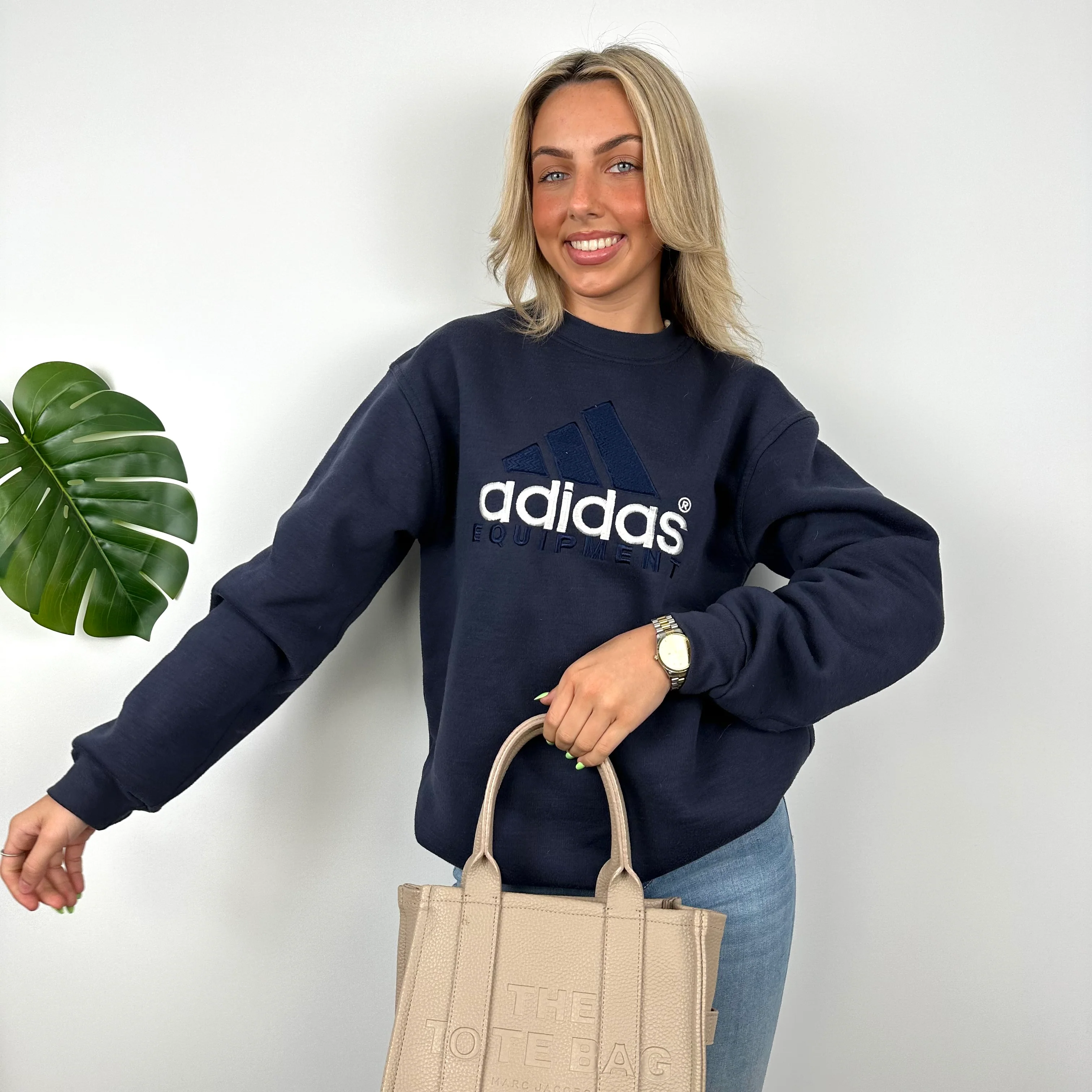 Adidas Equipment RARE Navy Embroidered Spell Out Sweatshirt (M) - Image 6