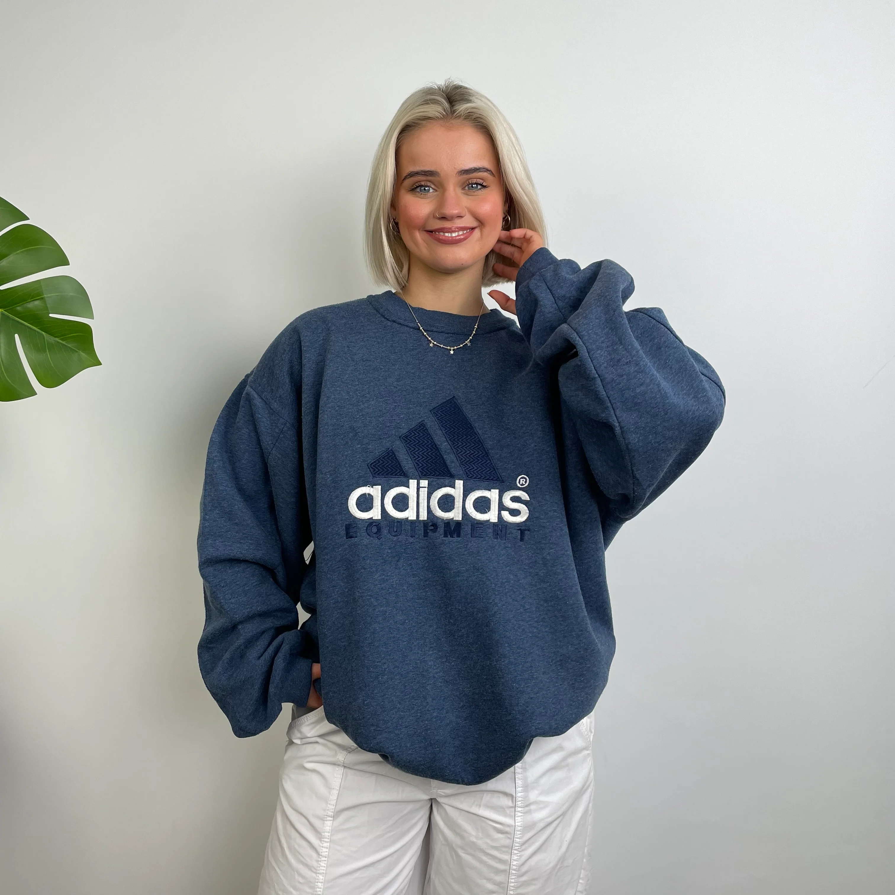 Adidas Equipment RARE Navy Embroidered Spell Out Sweatshirt (XL) - Image 2