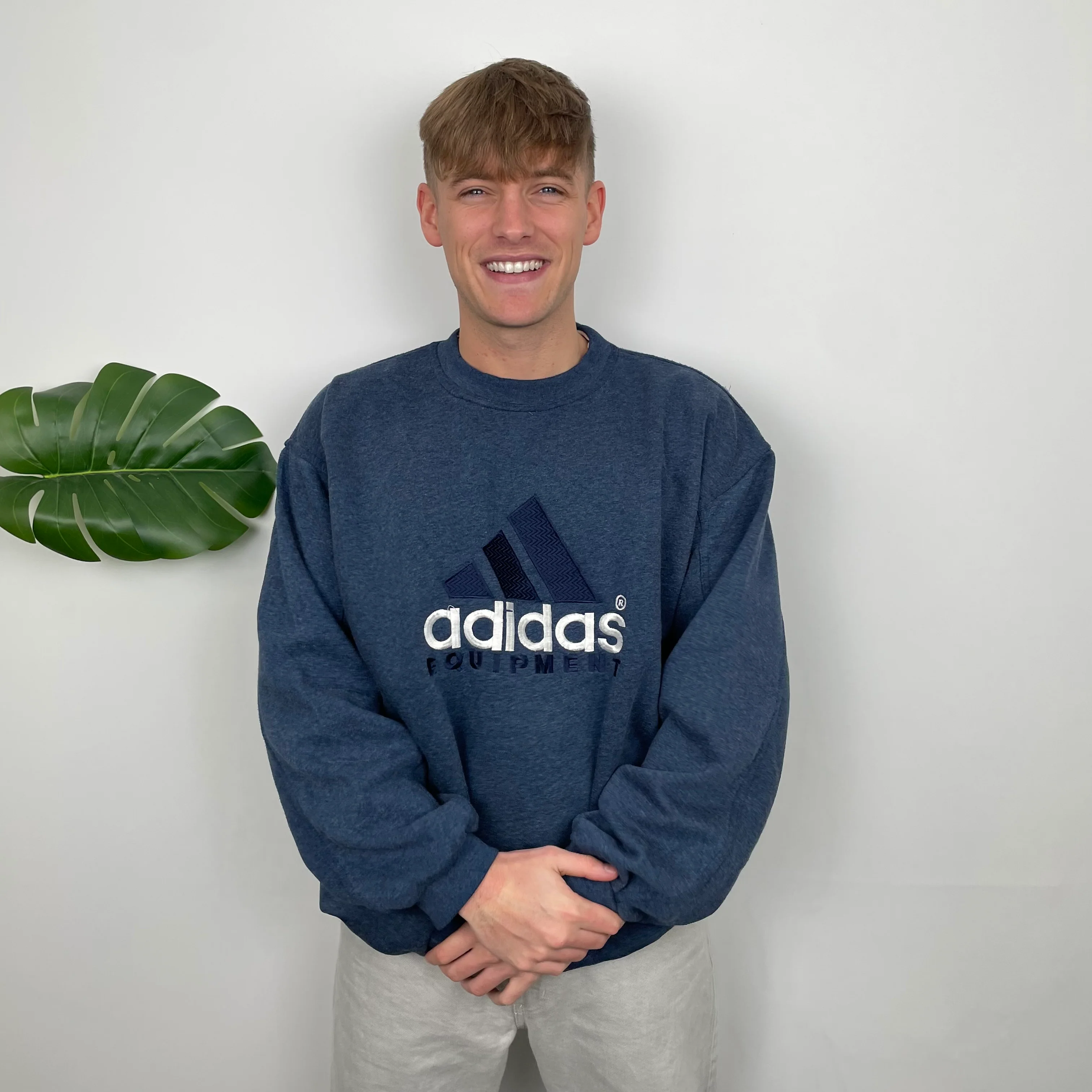 Adidas Equipment RARE Navy Embroidered Spell Out Sweatshirt (XL) - Image 2