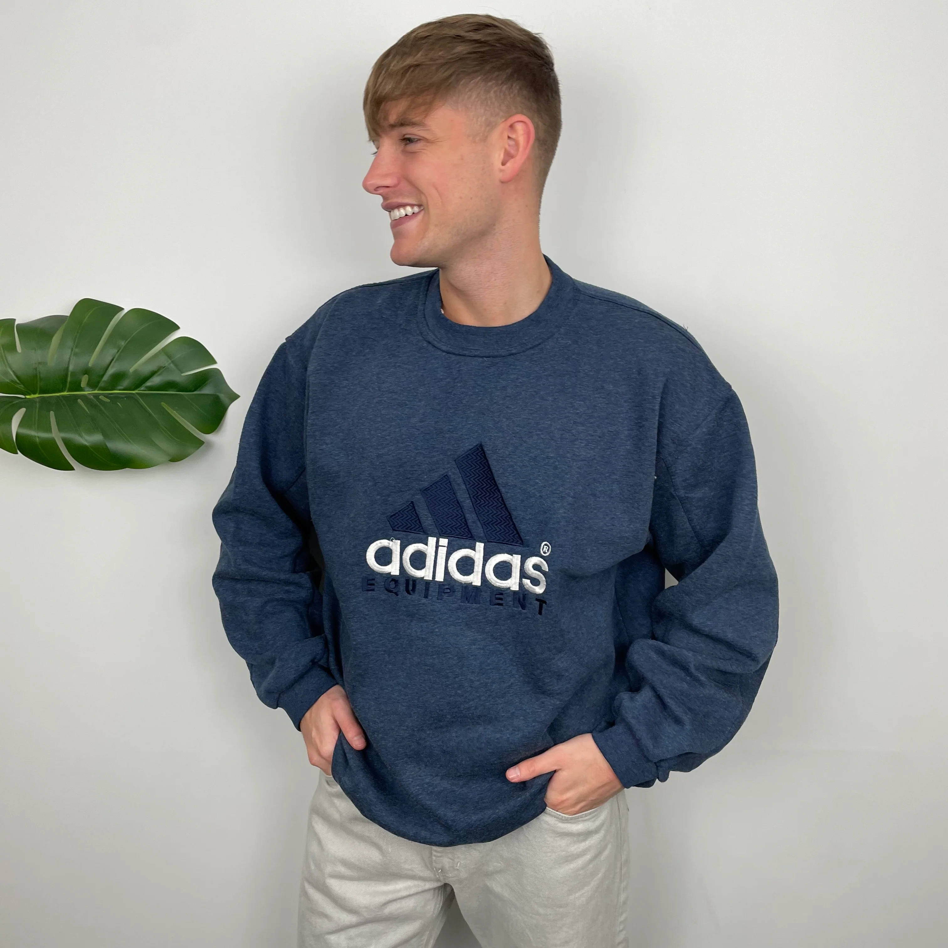 Adidas Equipment RARE Navy Embroidered Spell Out Sweatshirt (XL) - Image 3