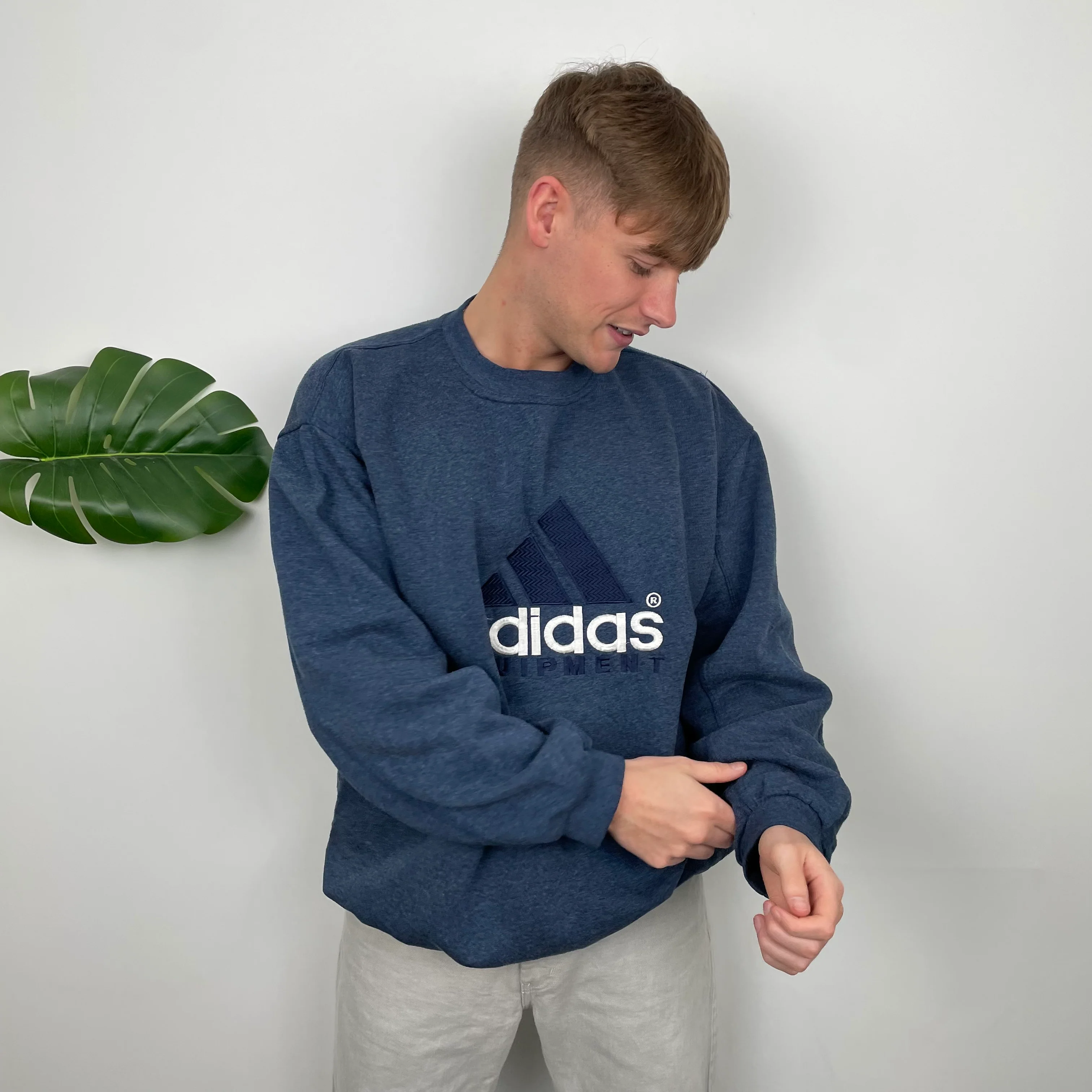 Adidas Equipment RARE Navy Embroidered Spell Out Sweatshirt (XL) - Image 4