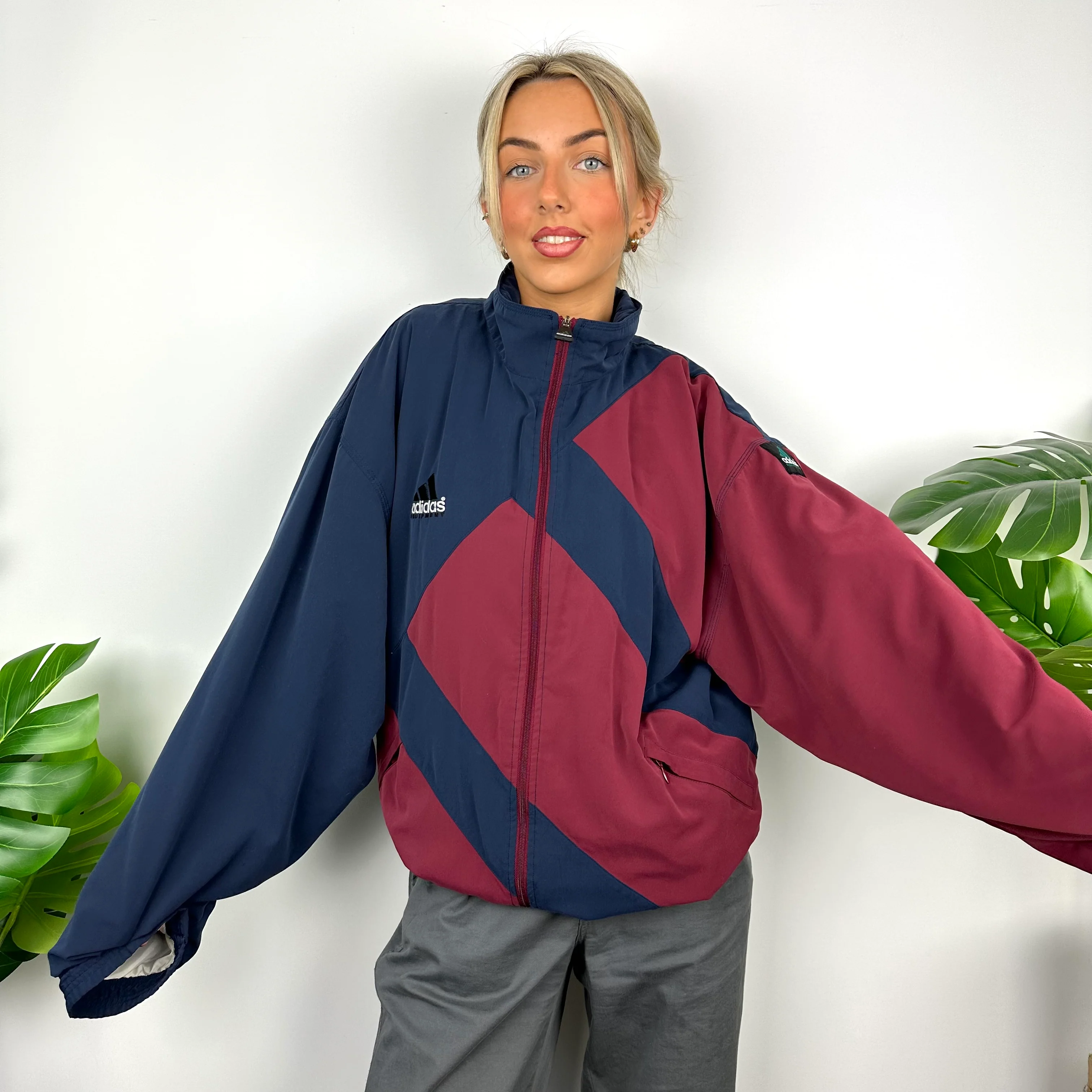 Adidas Equipment RARE Navy & Maroon Embroidered Spell Out Padded Jacket (XL) - Image 6