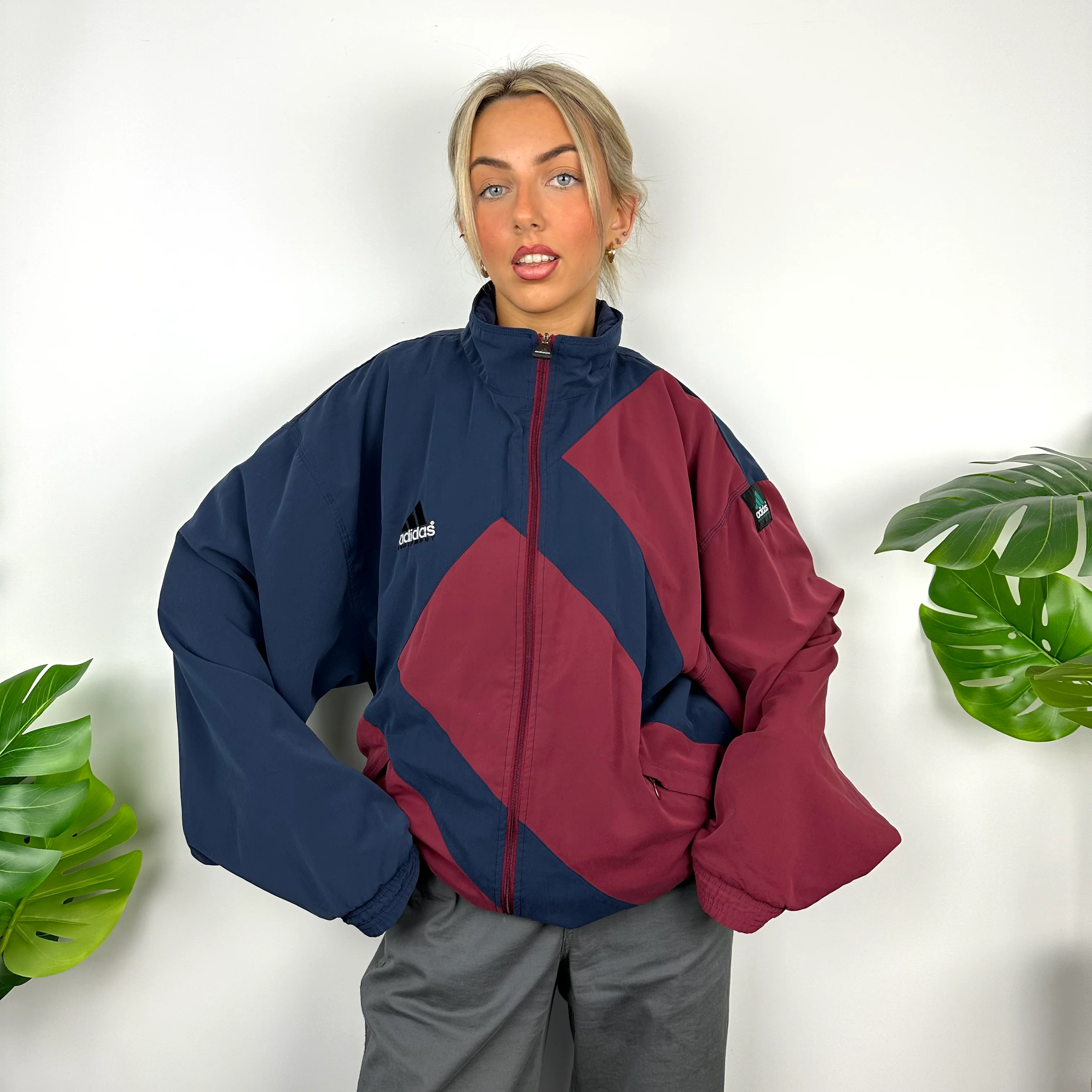 Adidas Equipment RARE Navy & Maroon Embroidered Spell Out Padded Jacket (XL) - Image 8