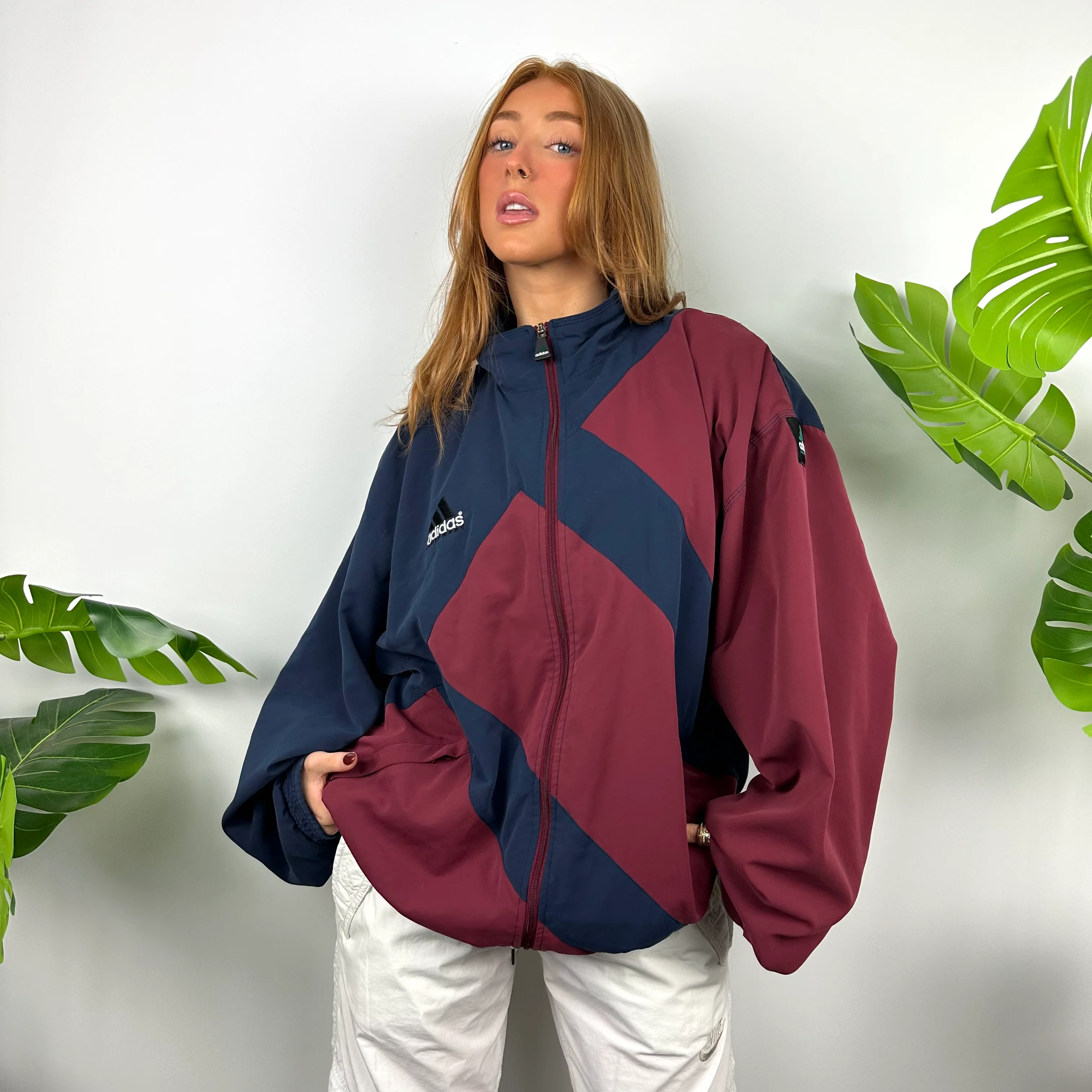 Adidas Equipment RARE Navy & Maroon Embroidered Spell Out Padded Jacket (XL) - Image 2
