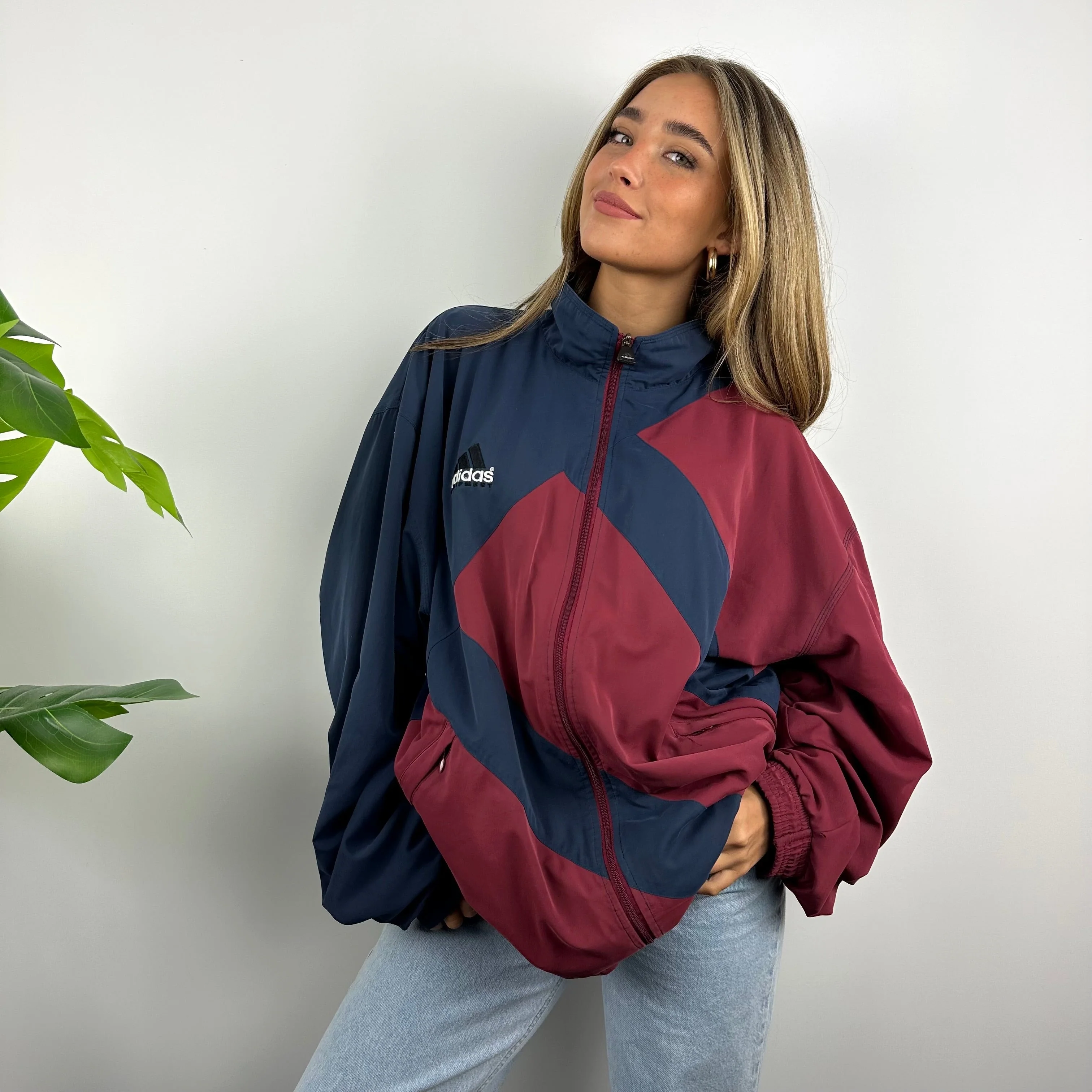 Adidas Equipment RARE Navy & Maroon Embroidered Spell Out Padded Jacket (L) - Image 6