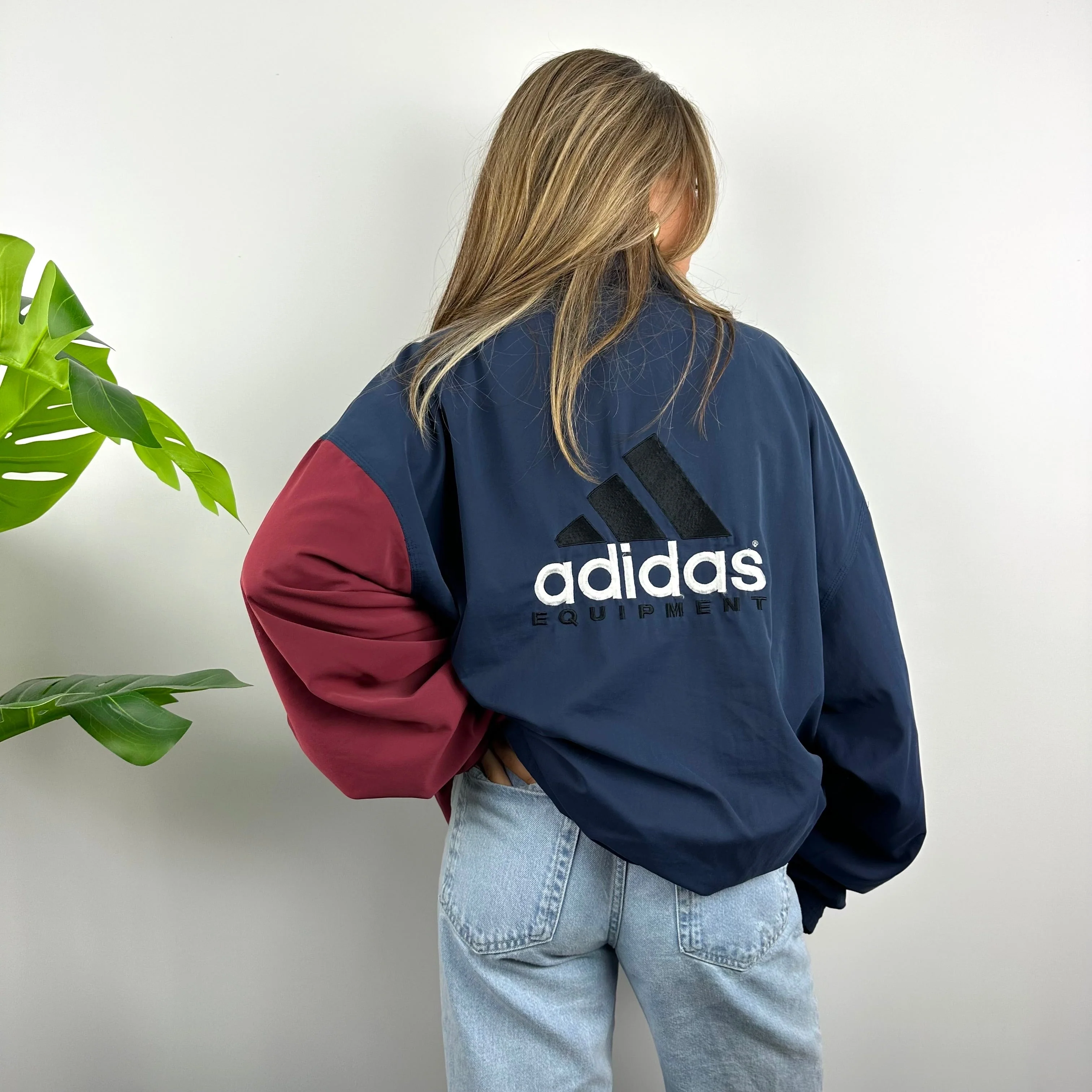Adidas Equipment RARE Navy & Maroon Embroidered Spell Out Padded Jacket (L) - Image 8