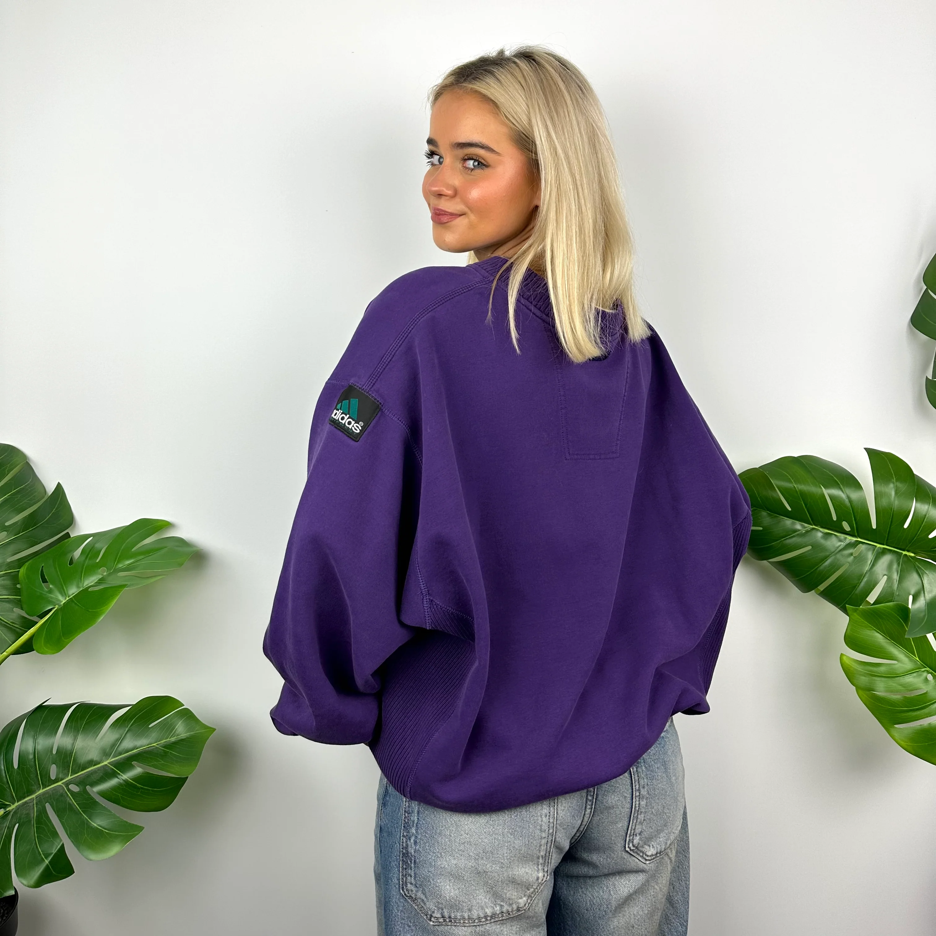 Adidas Equipment RARE Purple Embroidered Spell Out Sweatshirt (XL) - Image 2