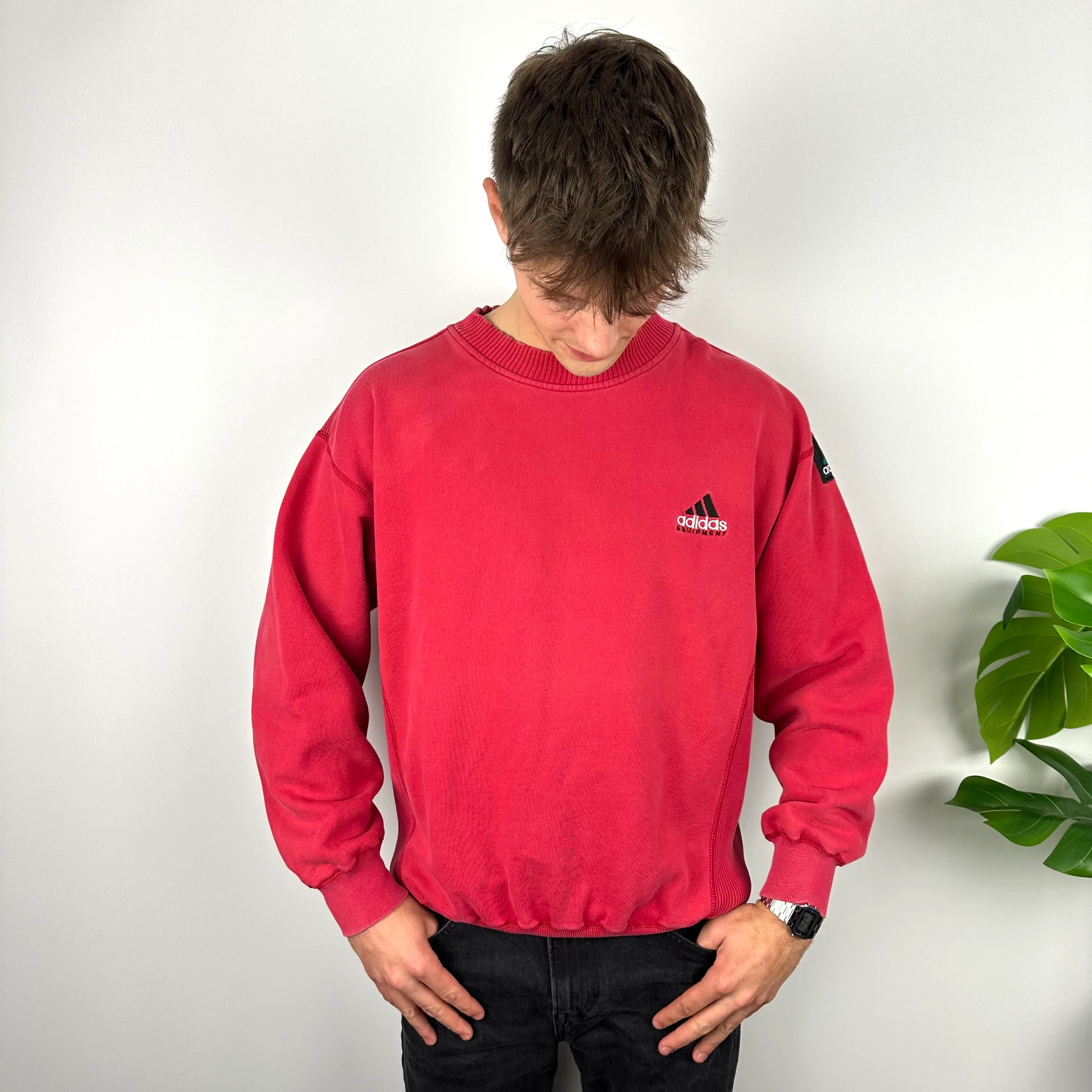 Adidas Equipment RARE Red Embroidered Spell Out Sweatshirt (M) - Image 6