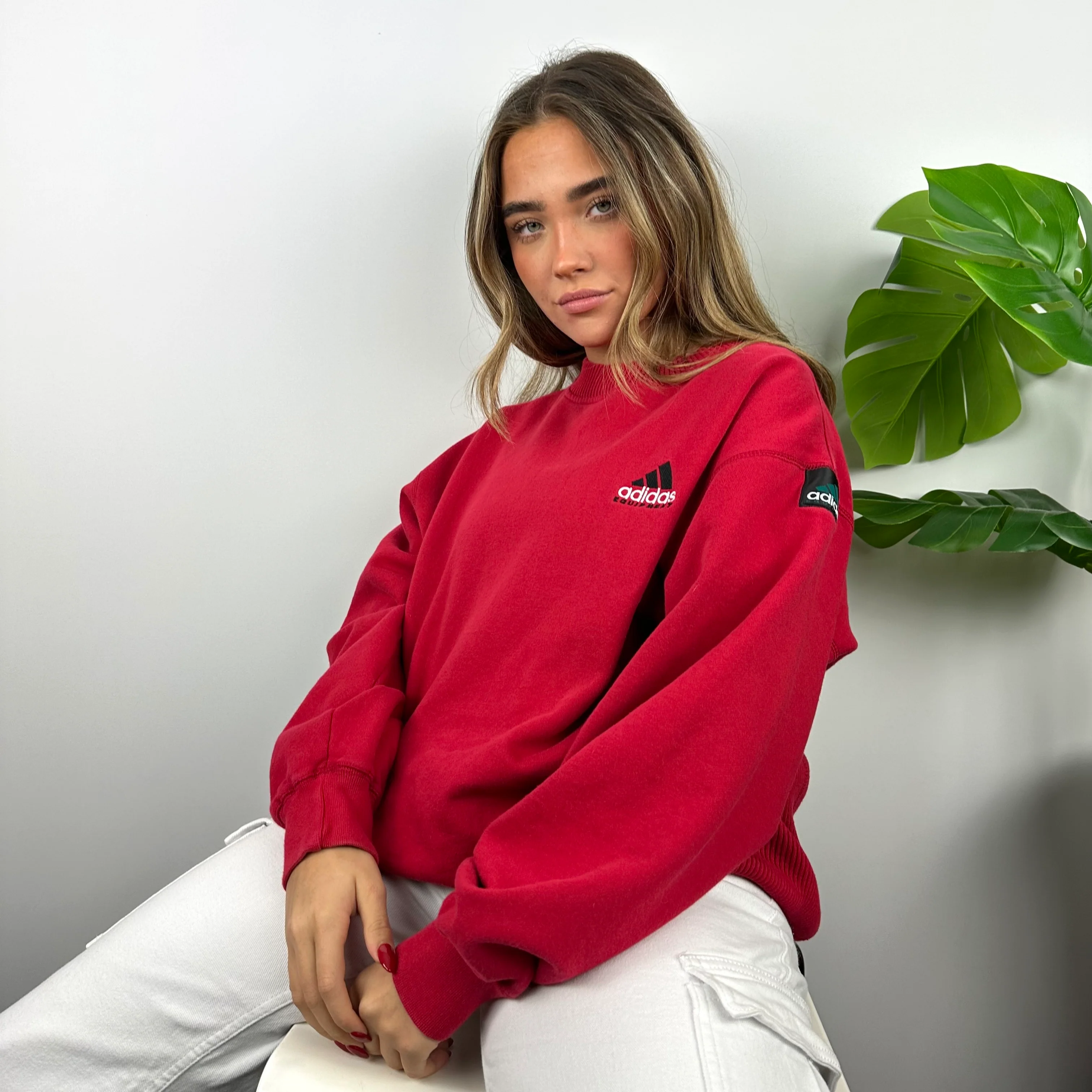 Adidas Equipment RARE Red Embroidered Spell Out Sweatshirt (L)