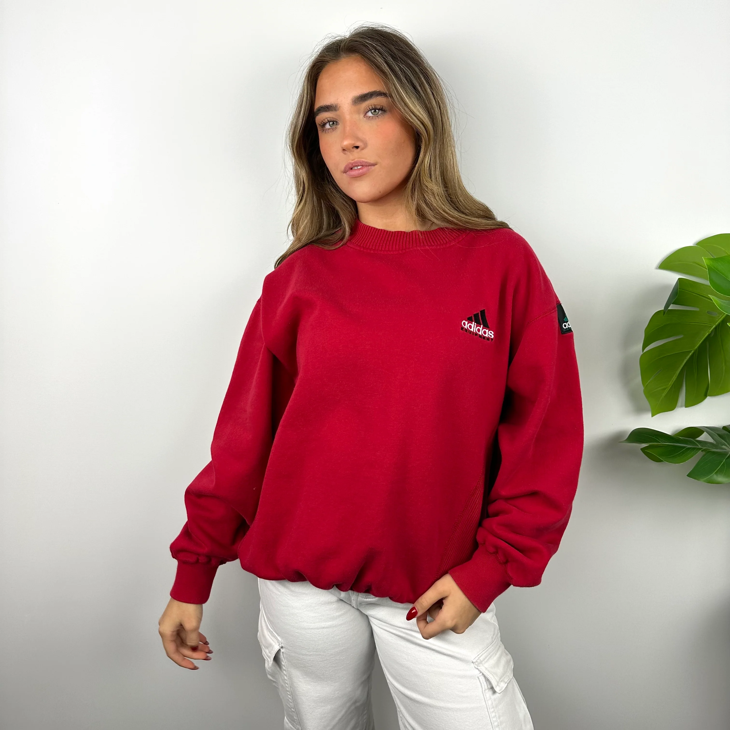 Adidas Equipment RARE Red Embroidered Spell Out Sweatshirt (L) - Image 6
