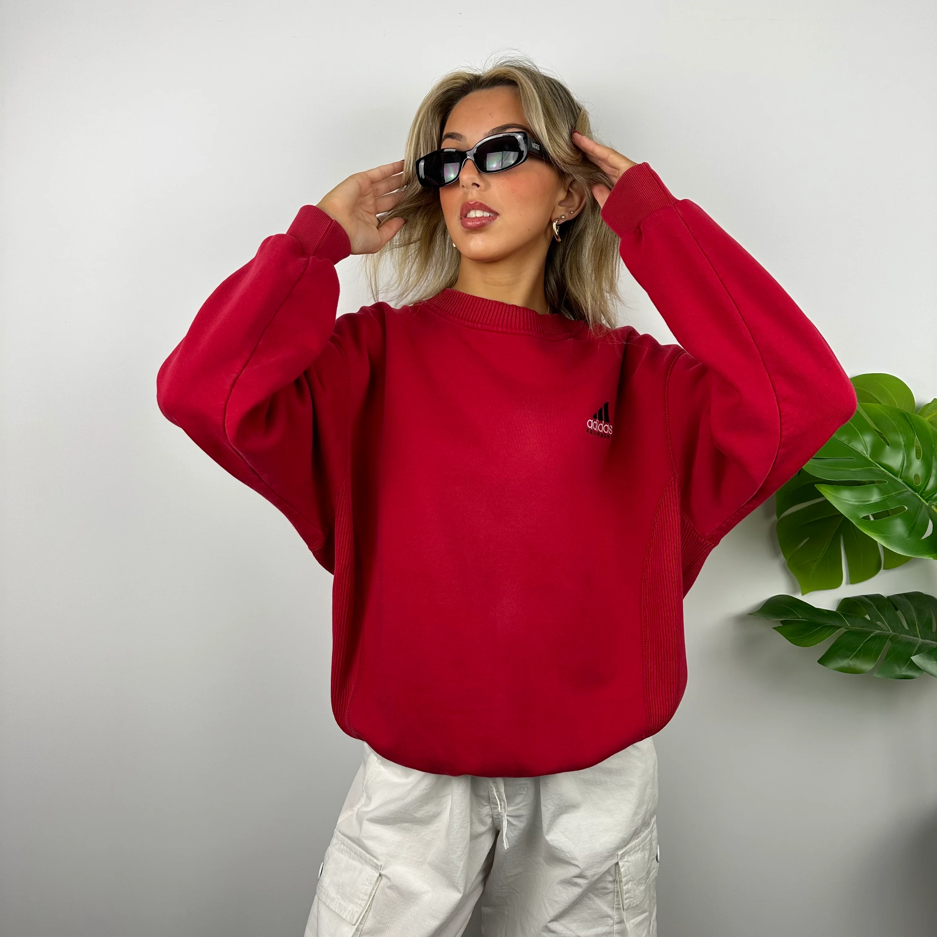 Adidas Equipment RARE Red Embroidered Spell Out Sweatshirt (L) - Image 5