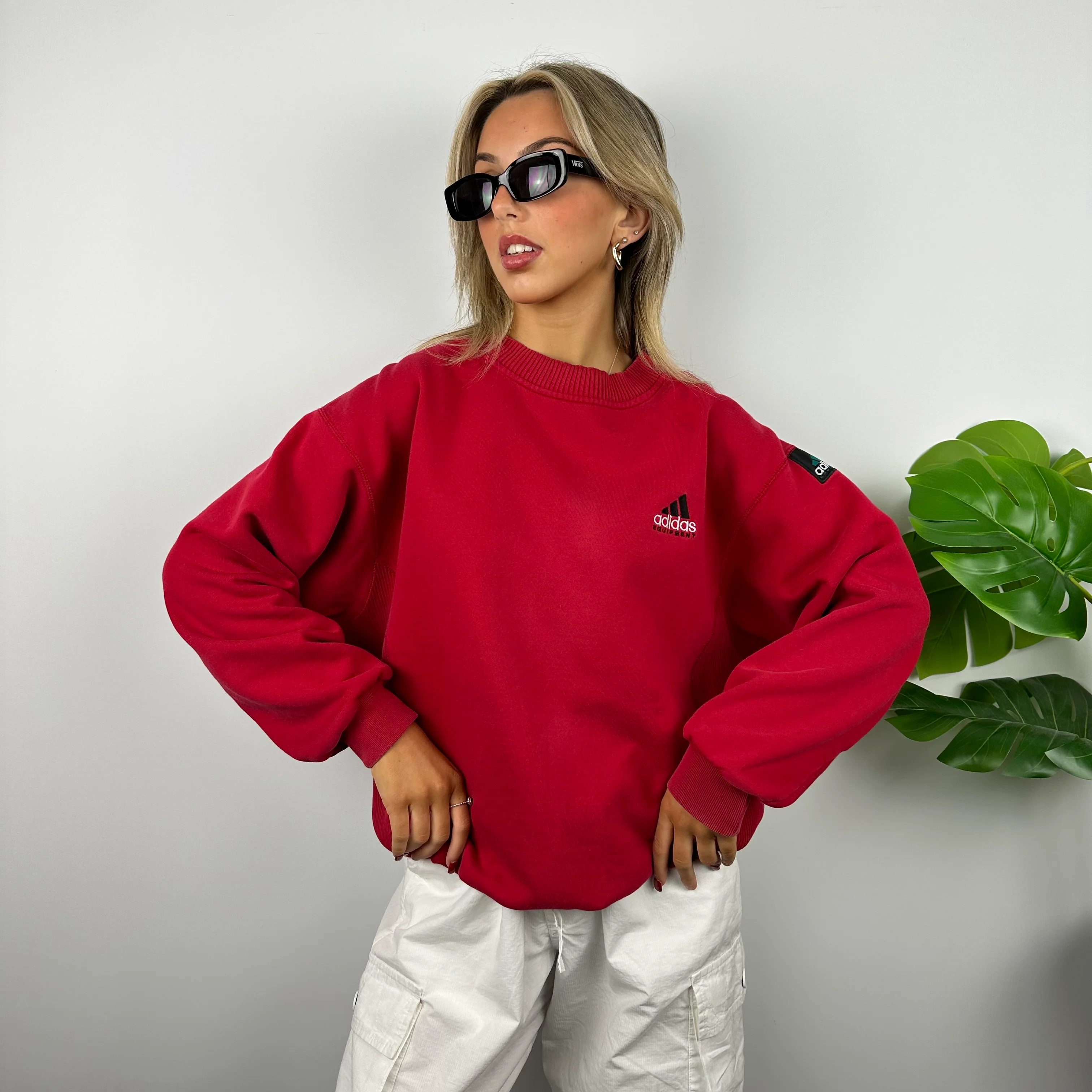 Adidas Equipment RARE Red Embroidered Spell Out Sweatshirt (L) - Image 6