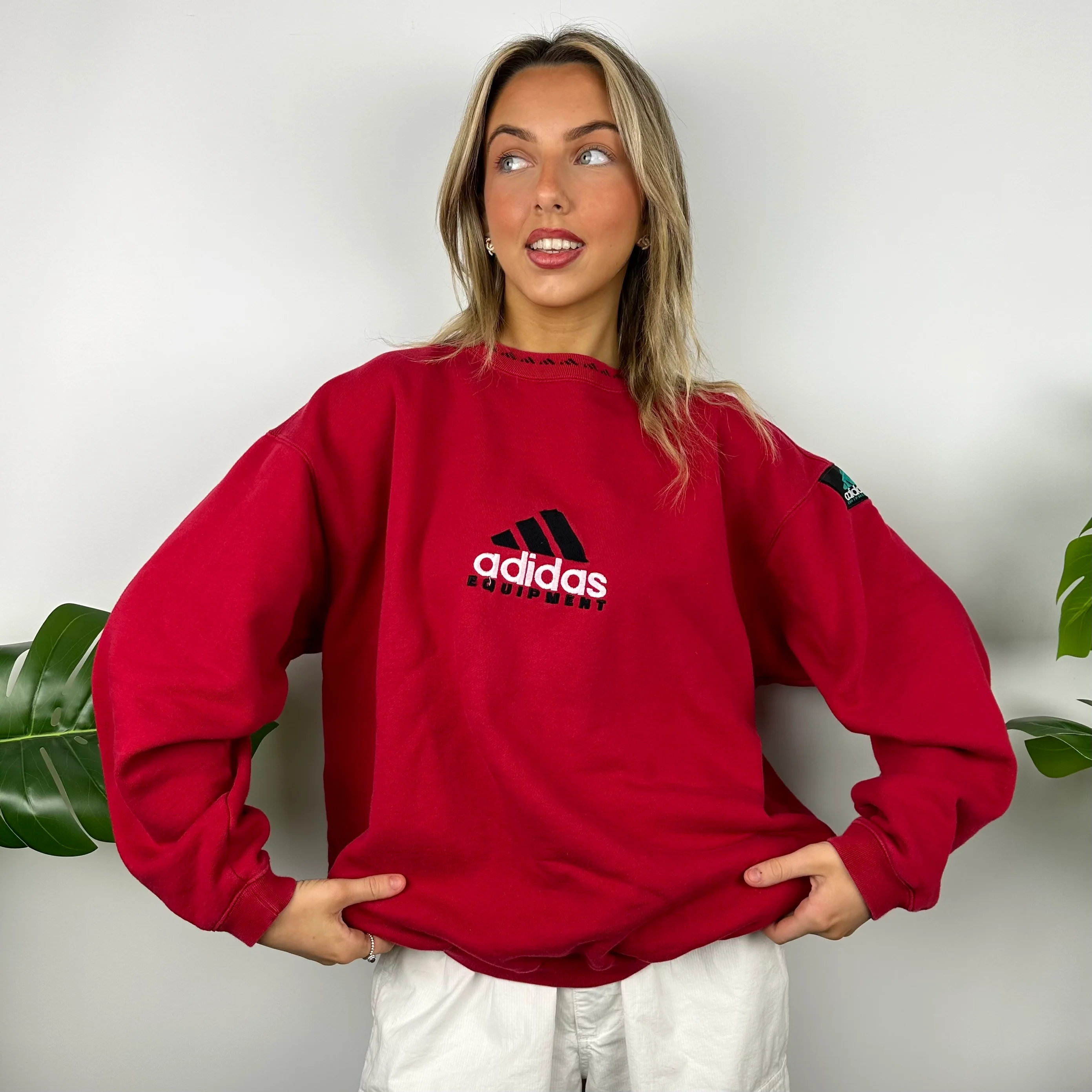Adidas Equipment RARE Red Embroidered Spell Out Sweatshirt (M) - Image 5