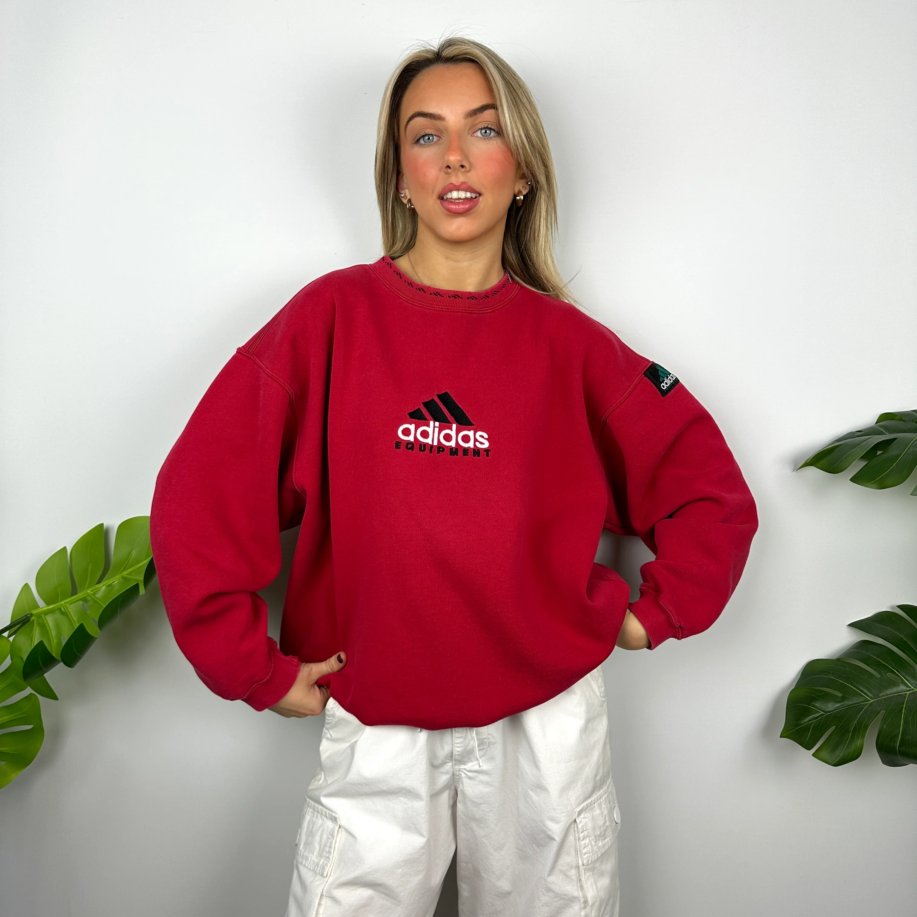 Adidas Equipment RARE Red Embroidered Spell Out Sweatshirt (M) - Image 8