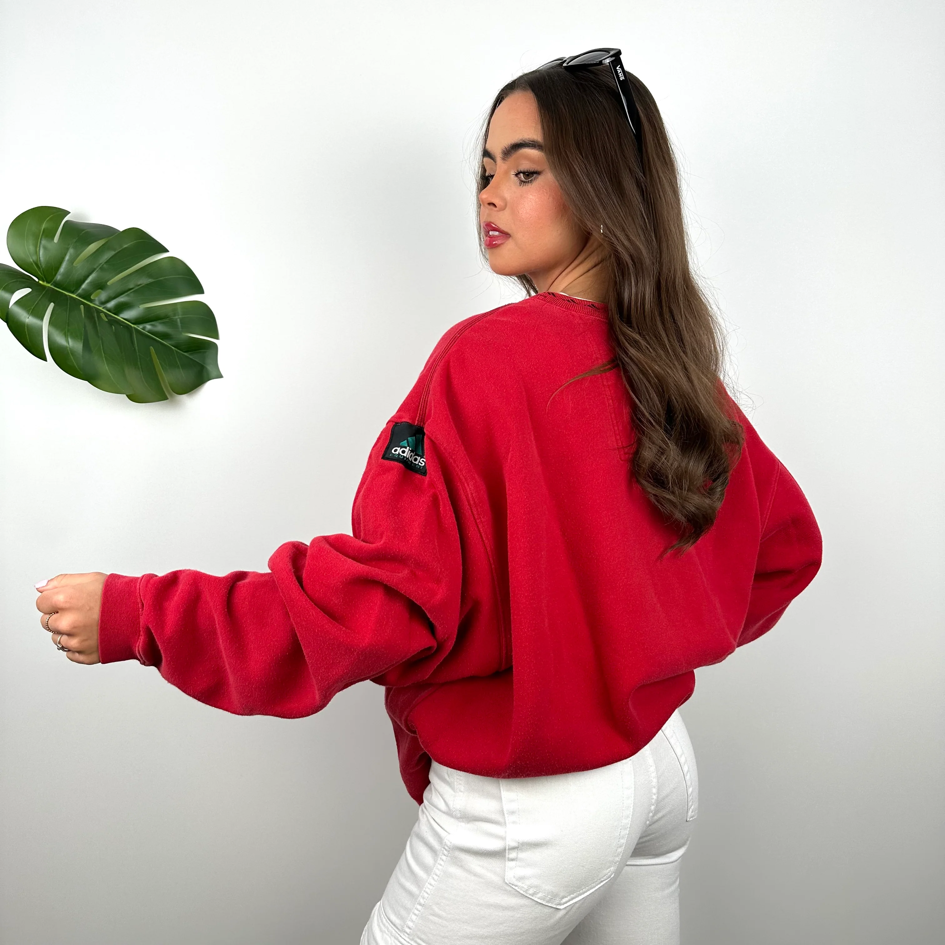 Adidas Equipment RARE Red Embroidered Spell Out Sweatshirt (L) - Image 5
