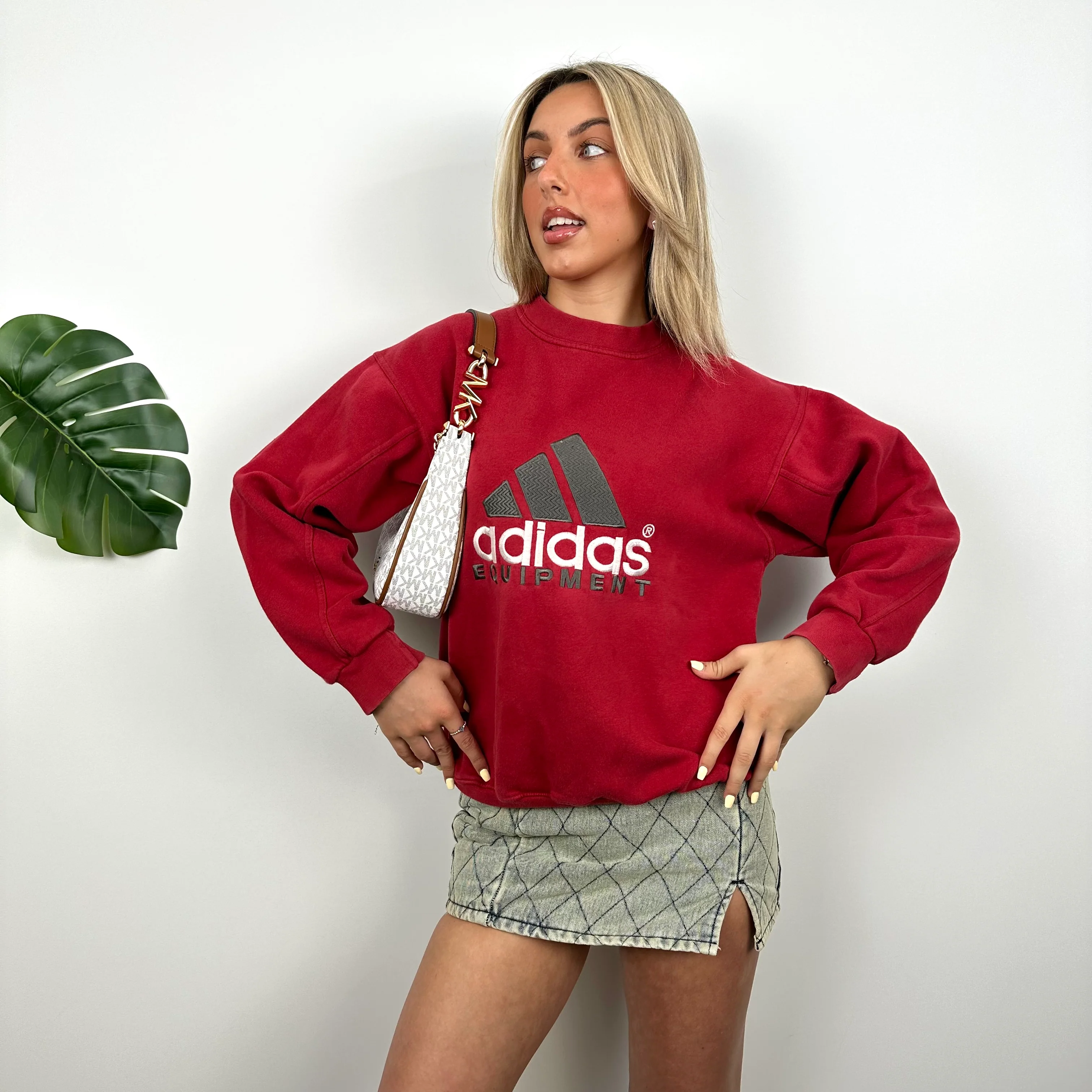 Adidas Equipment RARE Red Embroidered Spell Out Sweatshirt (M) - Image 6