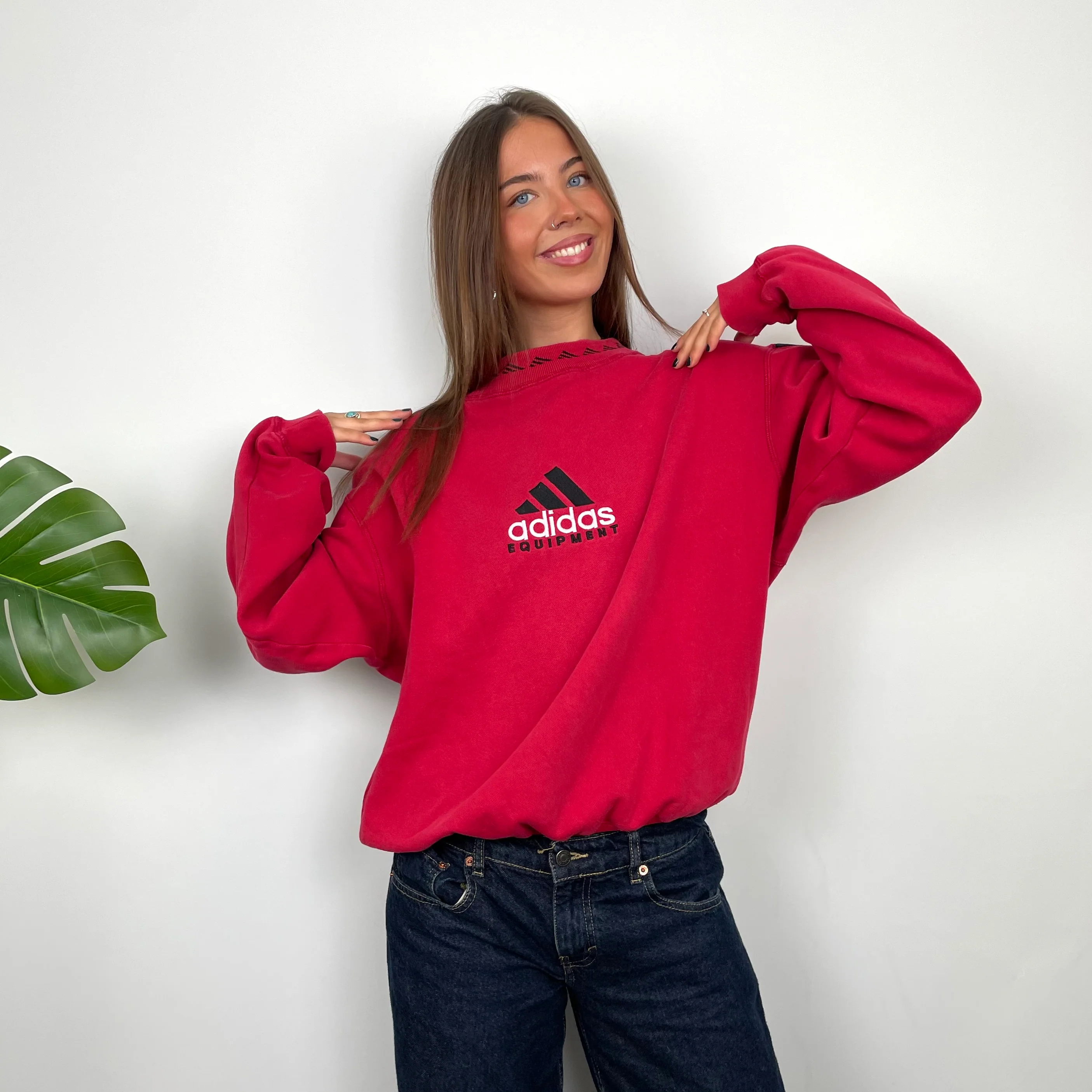 Adidas Equipment RARE Red Embroidered Spell Out Sweatshirt (M) - Image 5