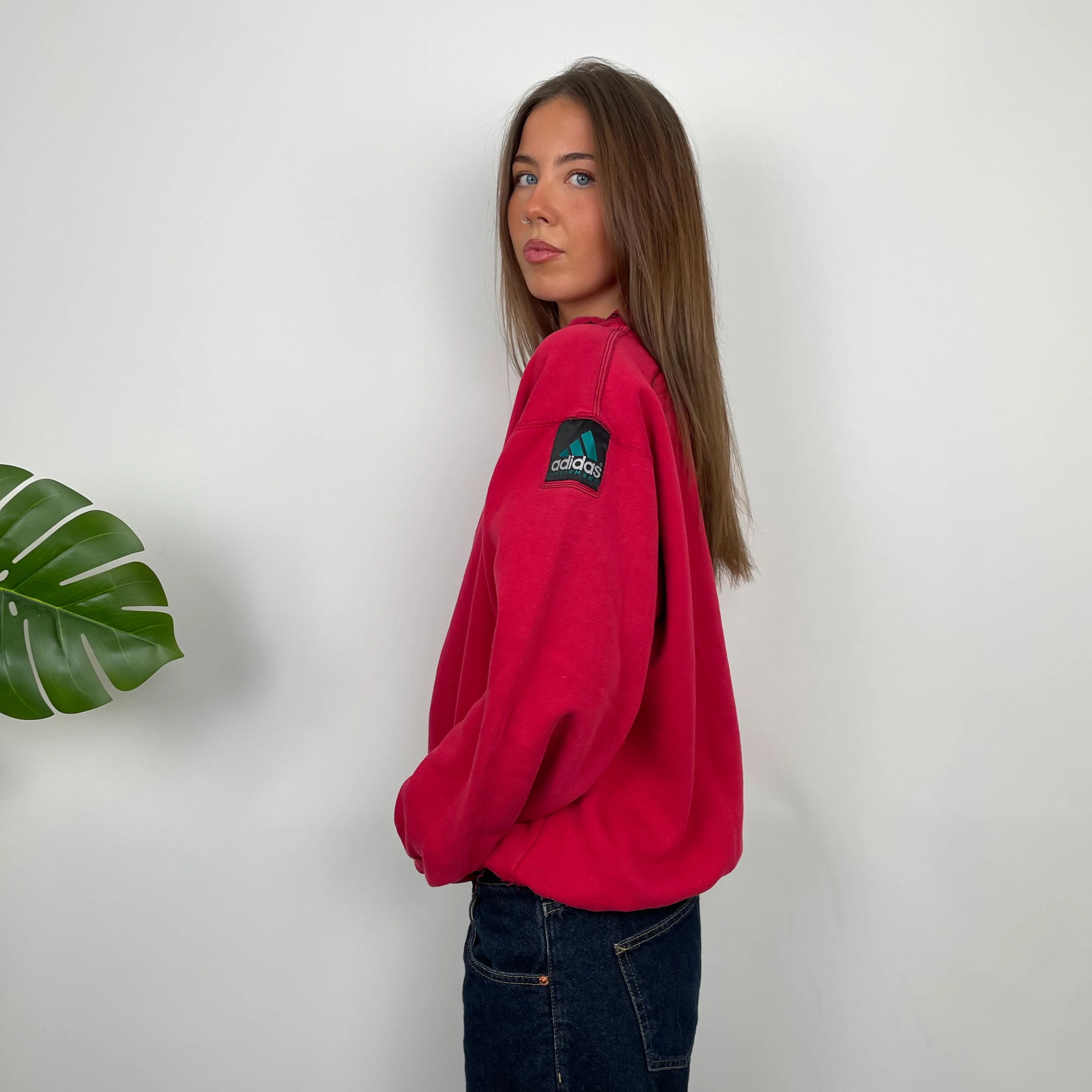 Adidas Equipment RARE Red Embroidered Spell Out Sweatshirt (M) - Image 6