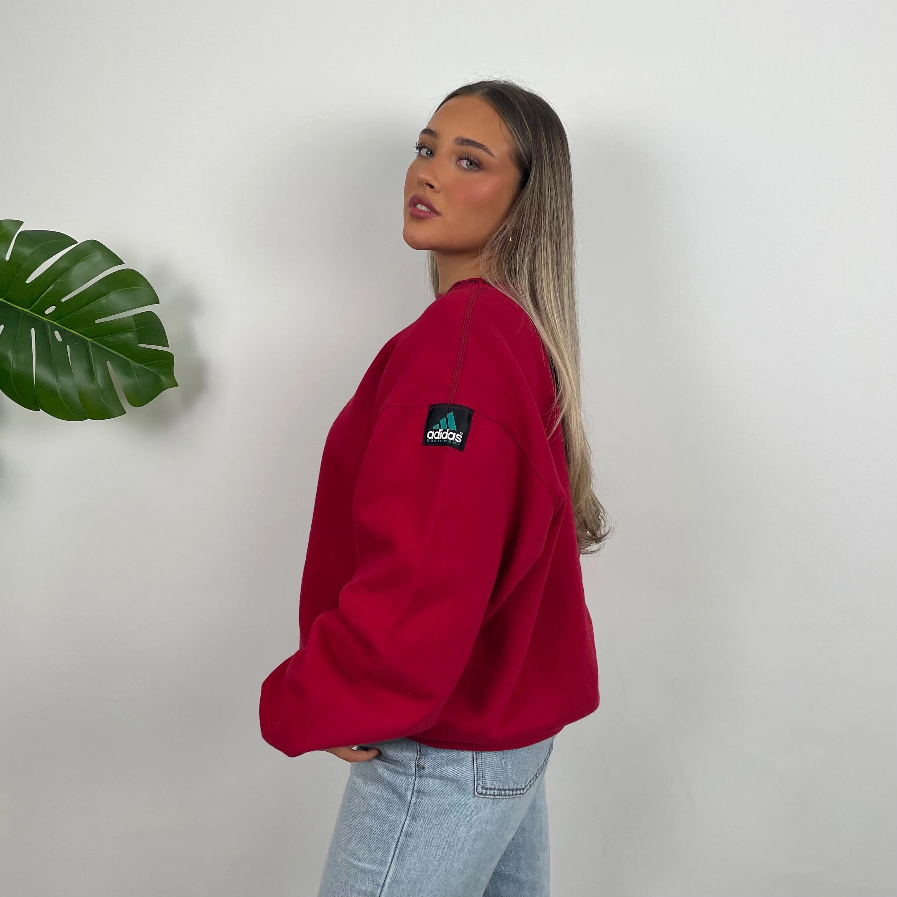 Adidas Equipment RARE Red Embroidered Spell Out Sweatshirt (M) - Image 5
