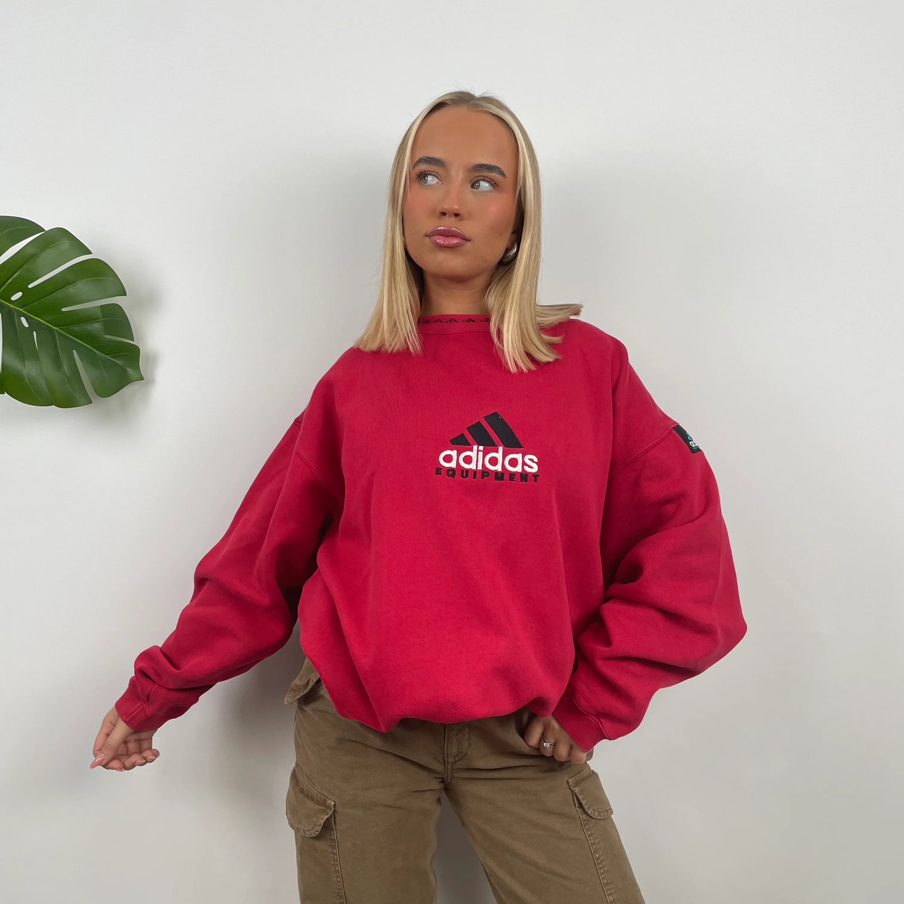 Adidas Equipment RARE Red Embroidered Spell Out Sweatshirt (XL) - Image 5