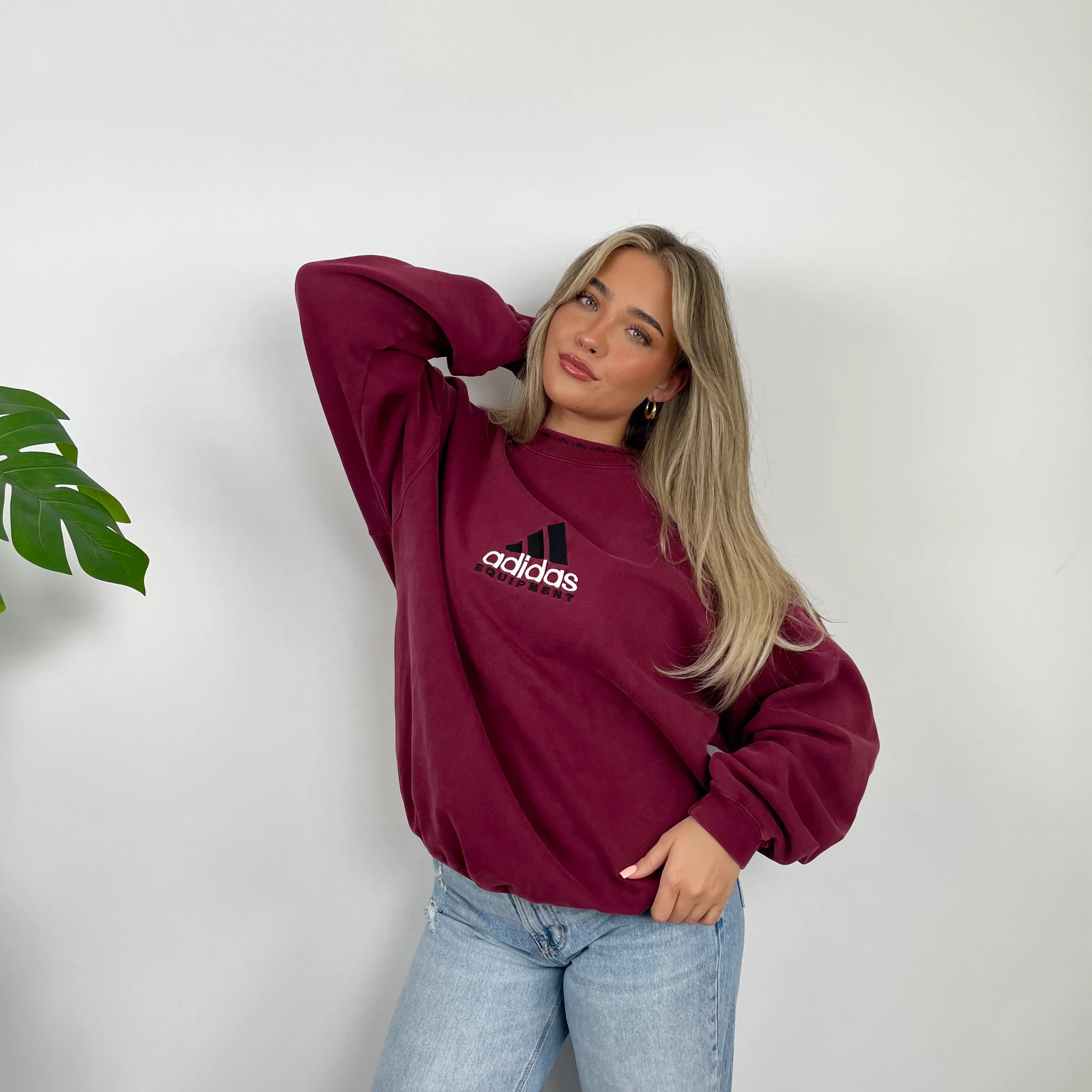 Adidas Equipment RARE Red Embroidered Spell Out Sweatshirt (L) - Image 5