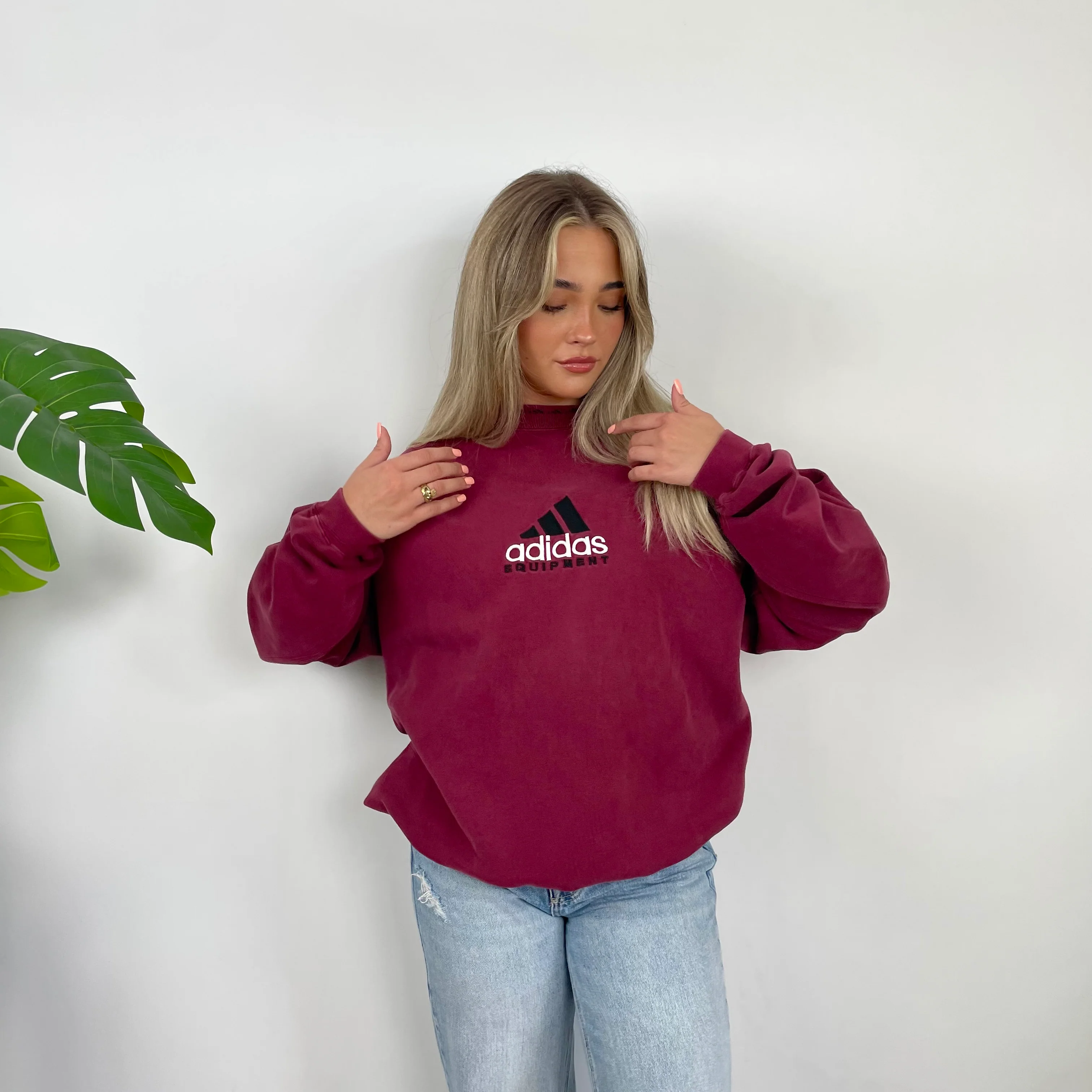 Adidas Equipment RARE Red Embroidered Spell Out Sweatshirt (L) - Image 6