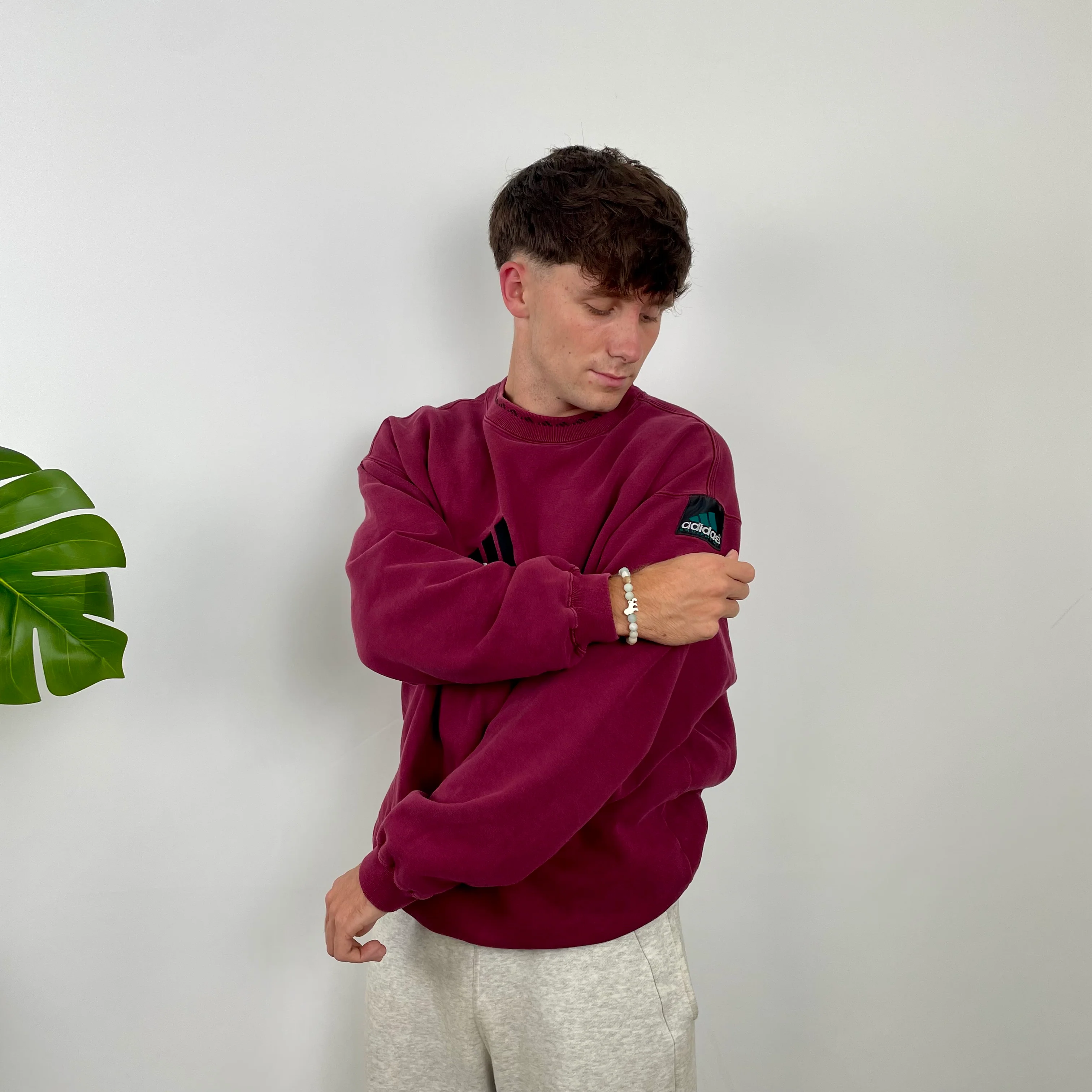 Adidas Equipment RARE Red Embroidered Spell Out Sweatshirt (L) - Image 6