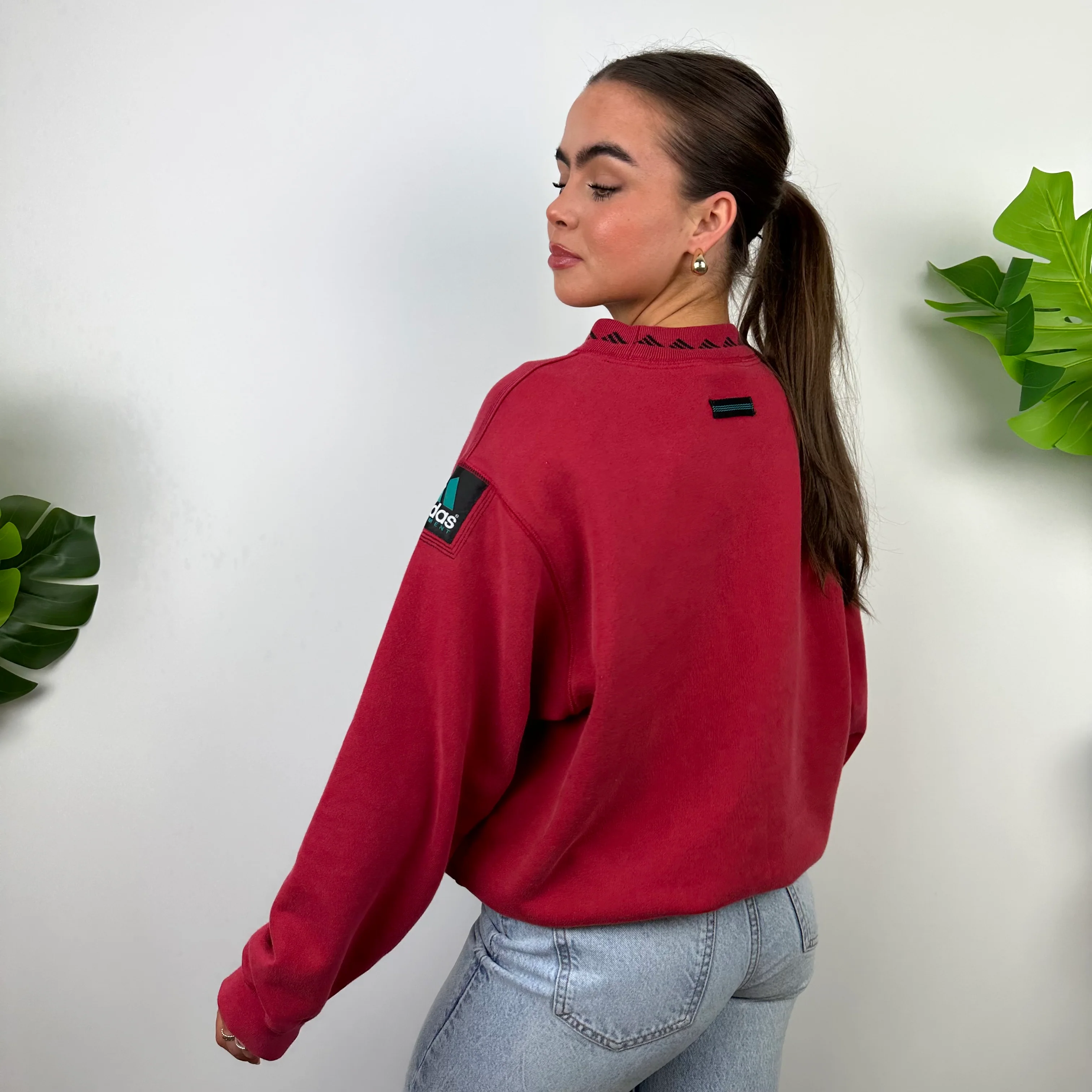 Adidas Equipment RARE Red Embroidered Spell Out Sweatshirt (L) - Image 4