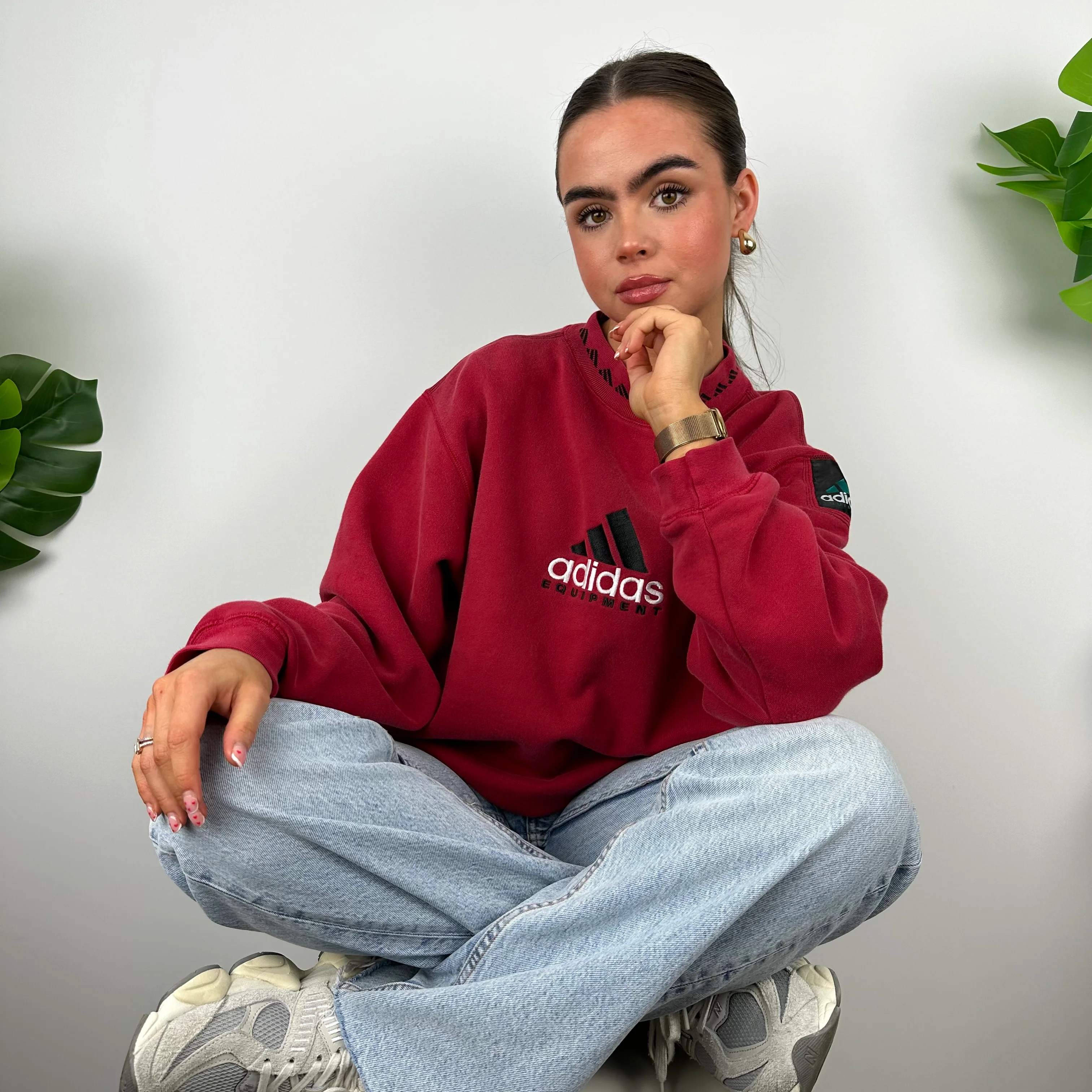 Adidas Equipment RARE Red Embroidered Spell Out Sweatshirt (L) - Image 5