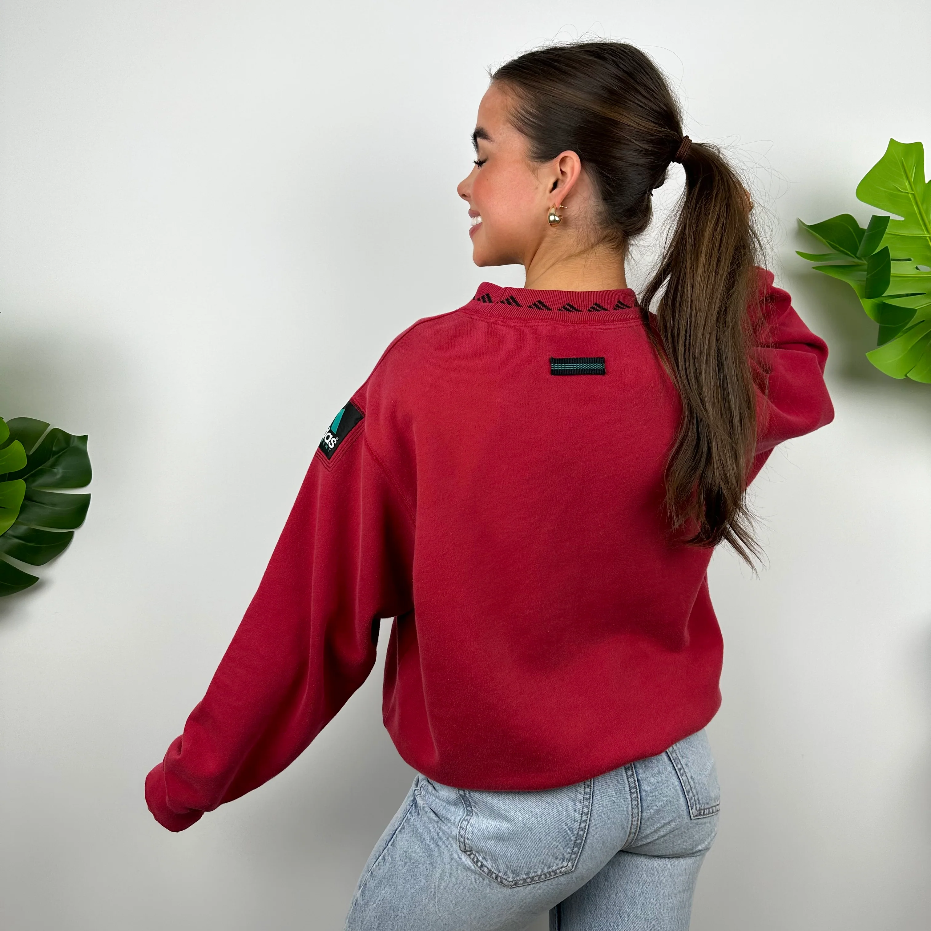Adidas Equipment RARE Red Embroidered Spell Out Sweatshirt (L) - Image 6