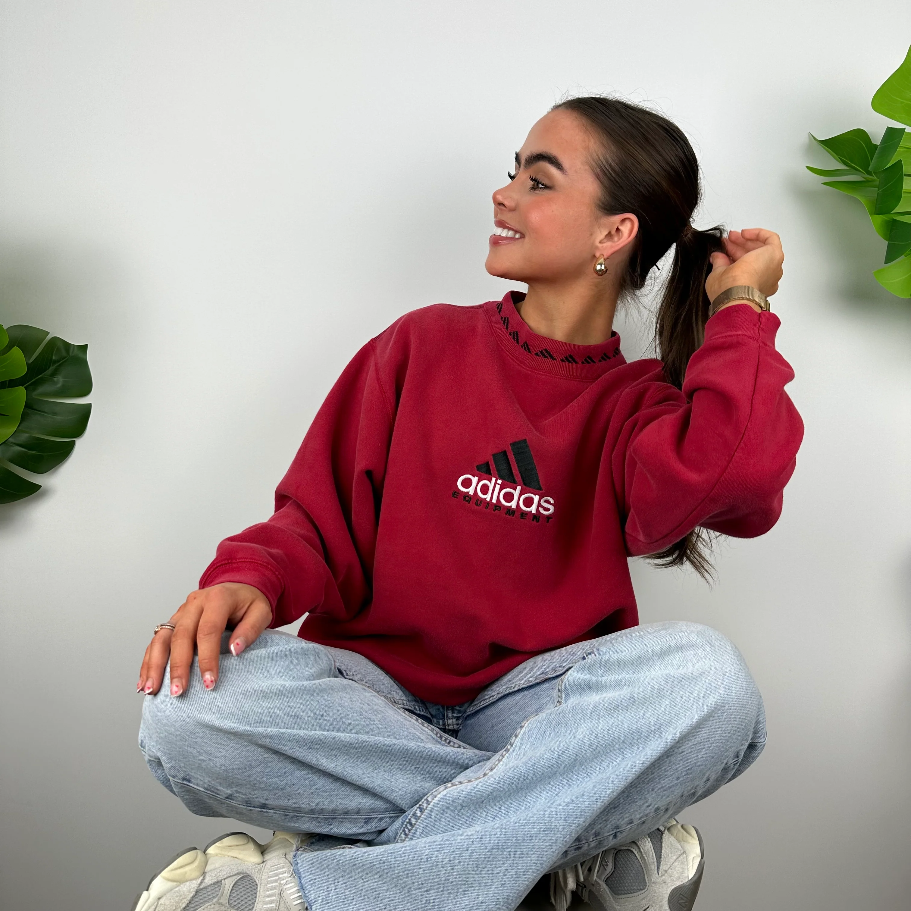 Adidas Equipment RARE Red Embroidered Spell Out Sweatshirt (L) - Image 7