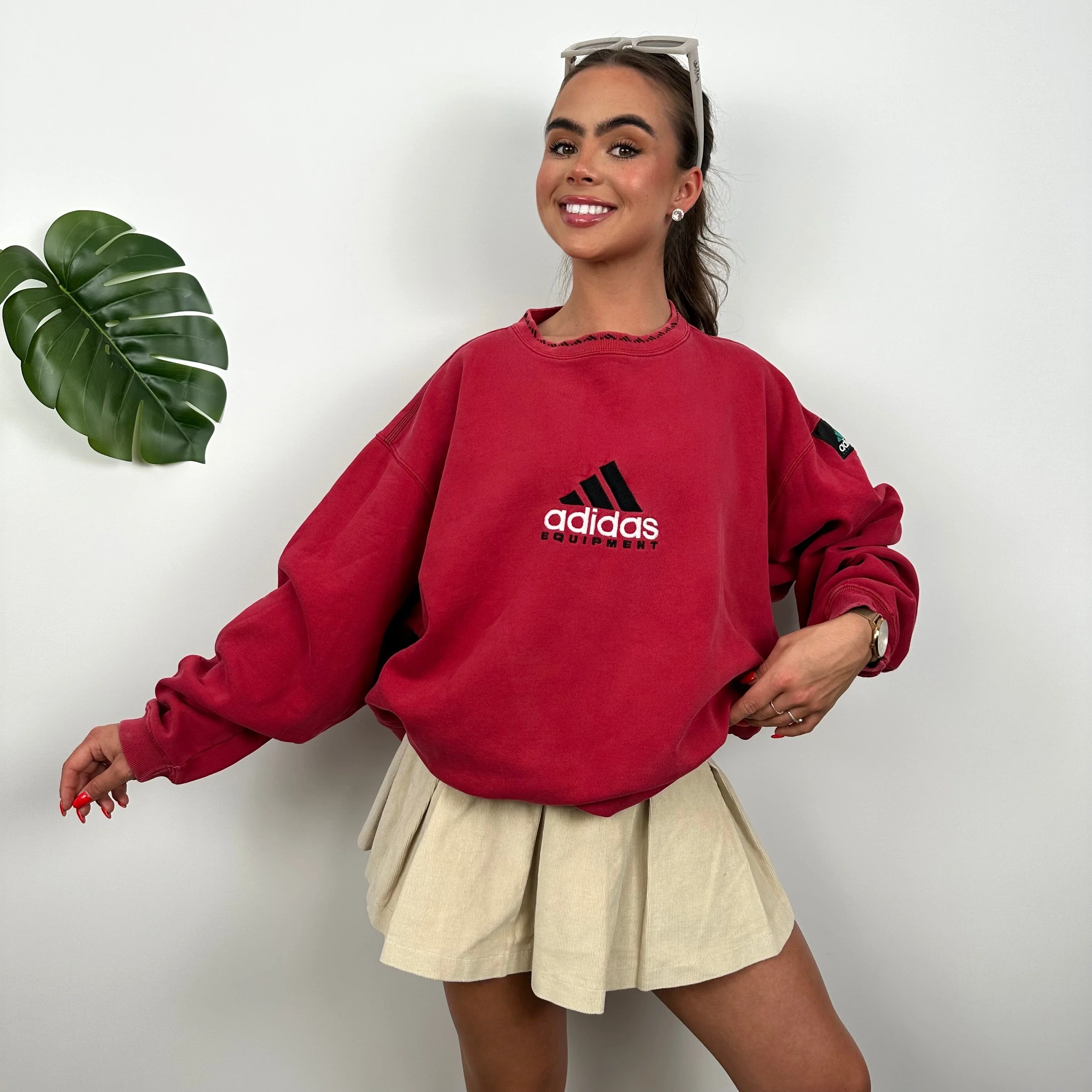 Adidas Equipment RARE Red Embroidered Spell Out Sweatshirt (M) - Image 2