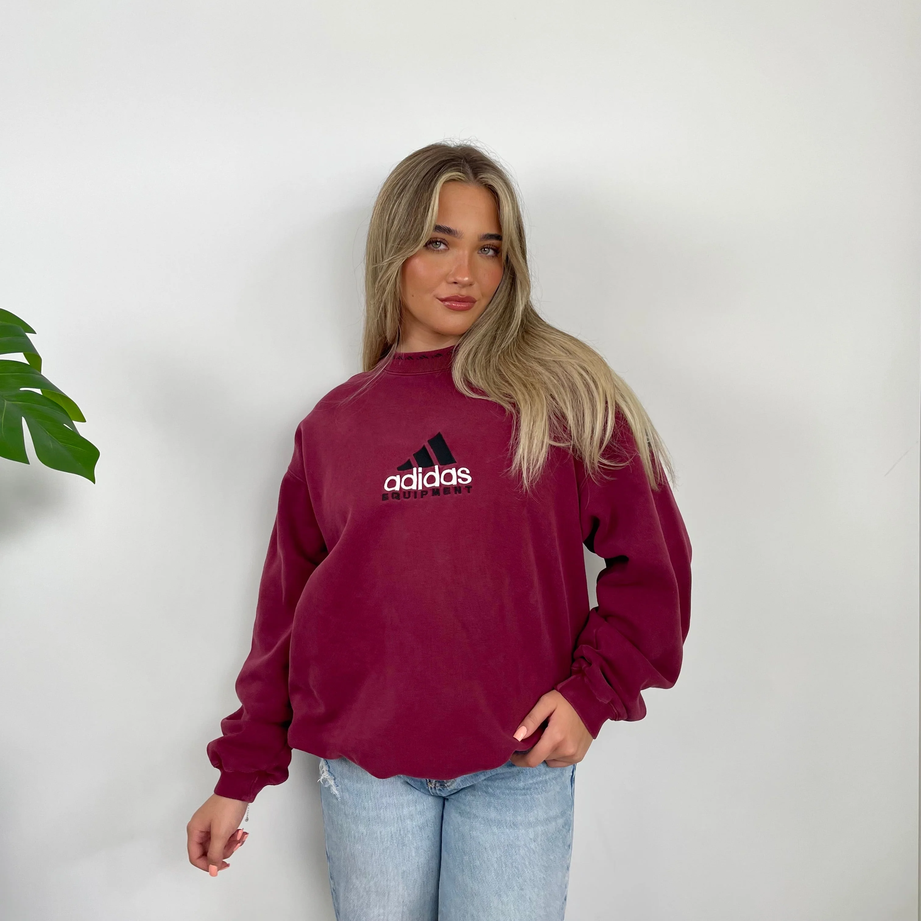 Adidas Equipment RARE Red Embroidered Spell Out Sweatshirt (XL)