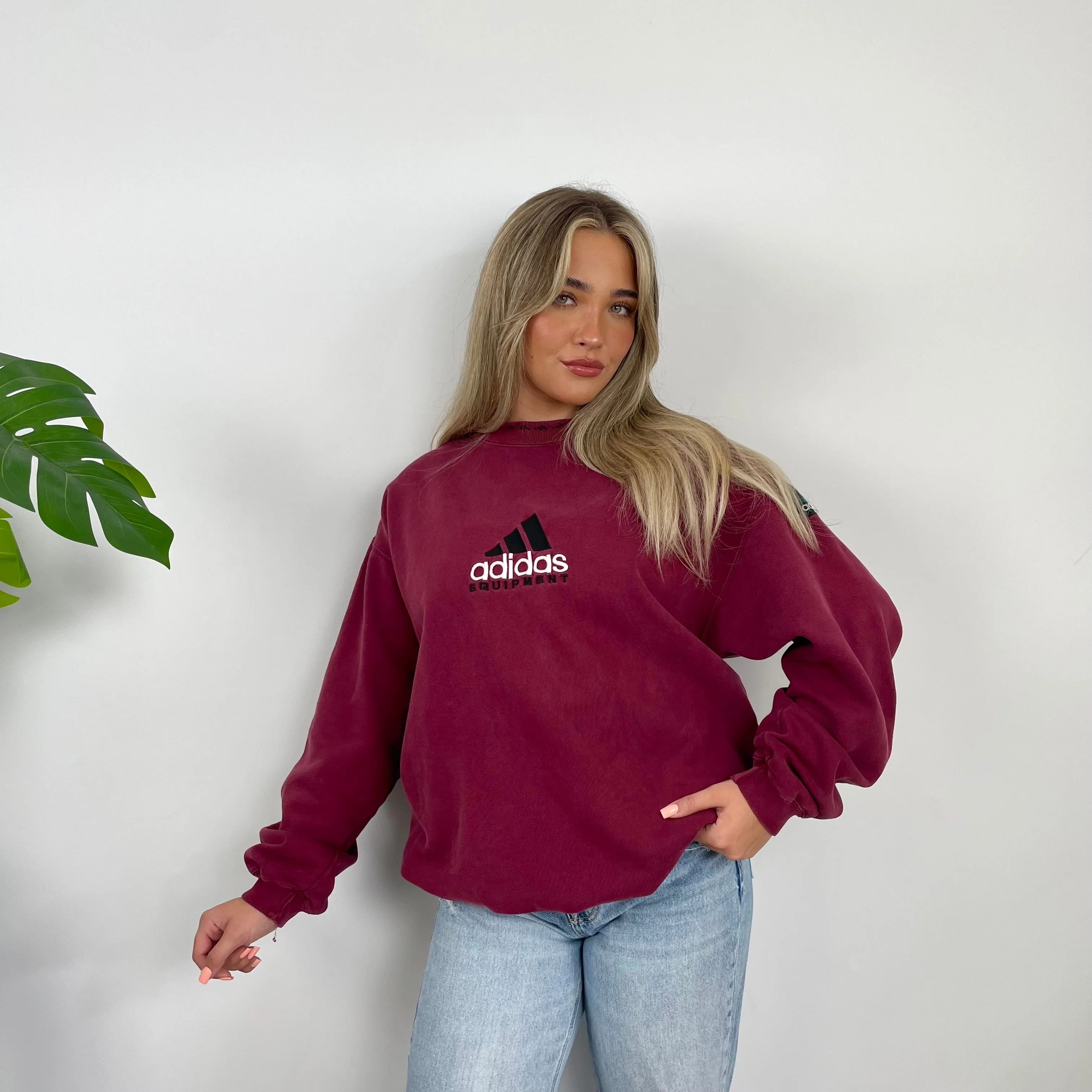 Adidas Equipment RARE Red Embroidered Spell Out Sweatshirt (XL) - Image 3