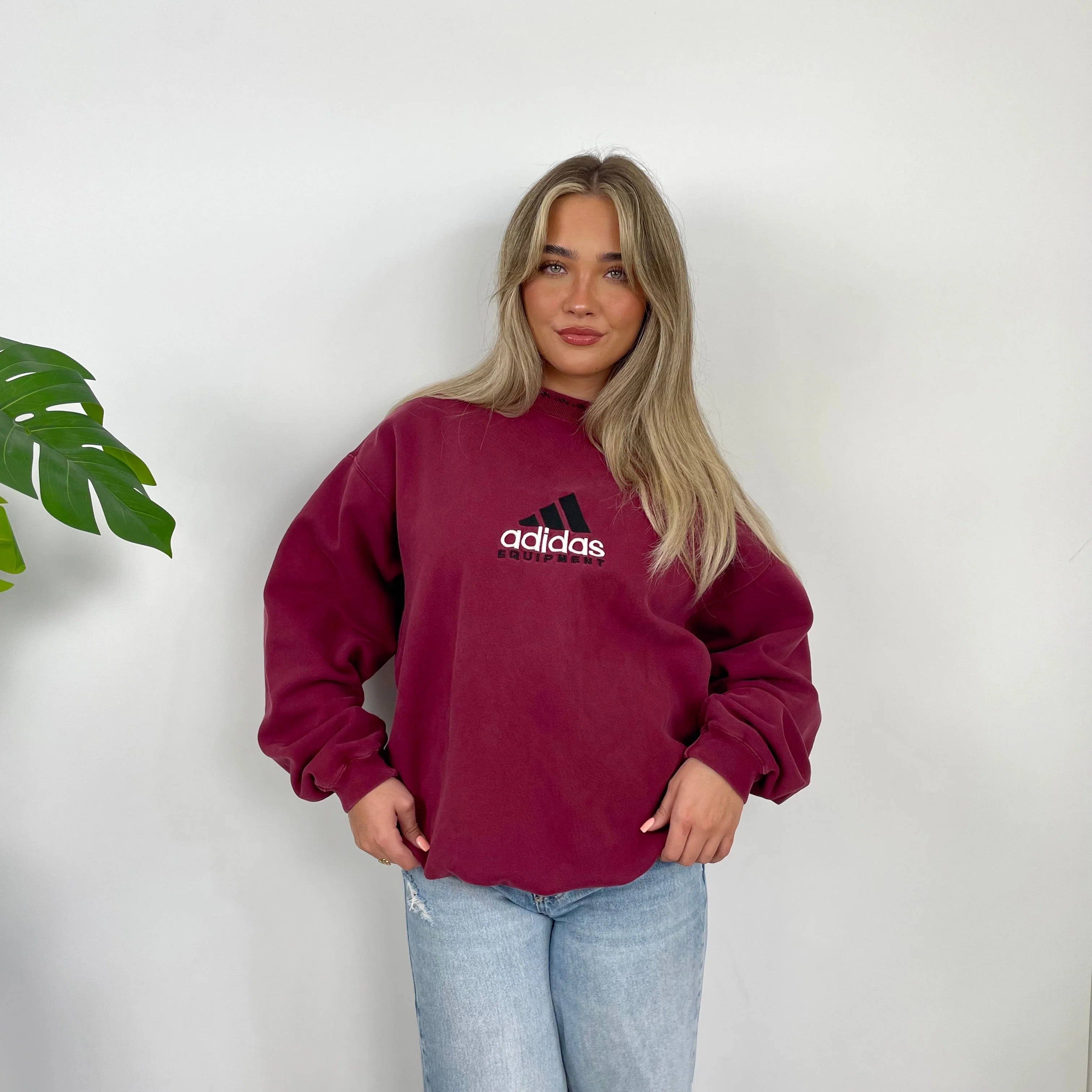 Adidas Equipment RARE Red Embroidered Spell Out Sweatshirt (XL) - Image 4