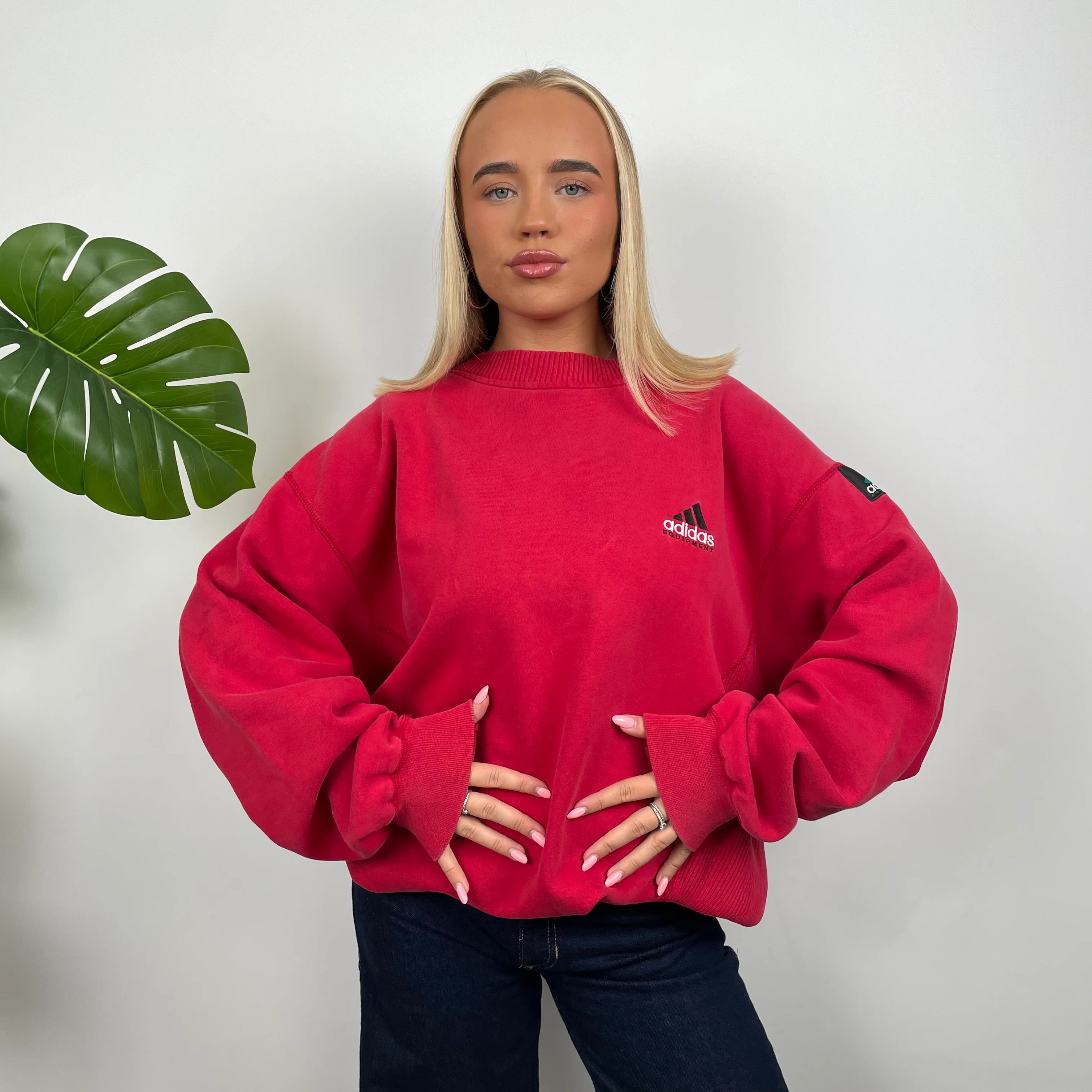 Adidas Equipment RARE Red Embroidered Spell Out Sweatshirt (XL)