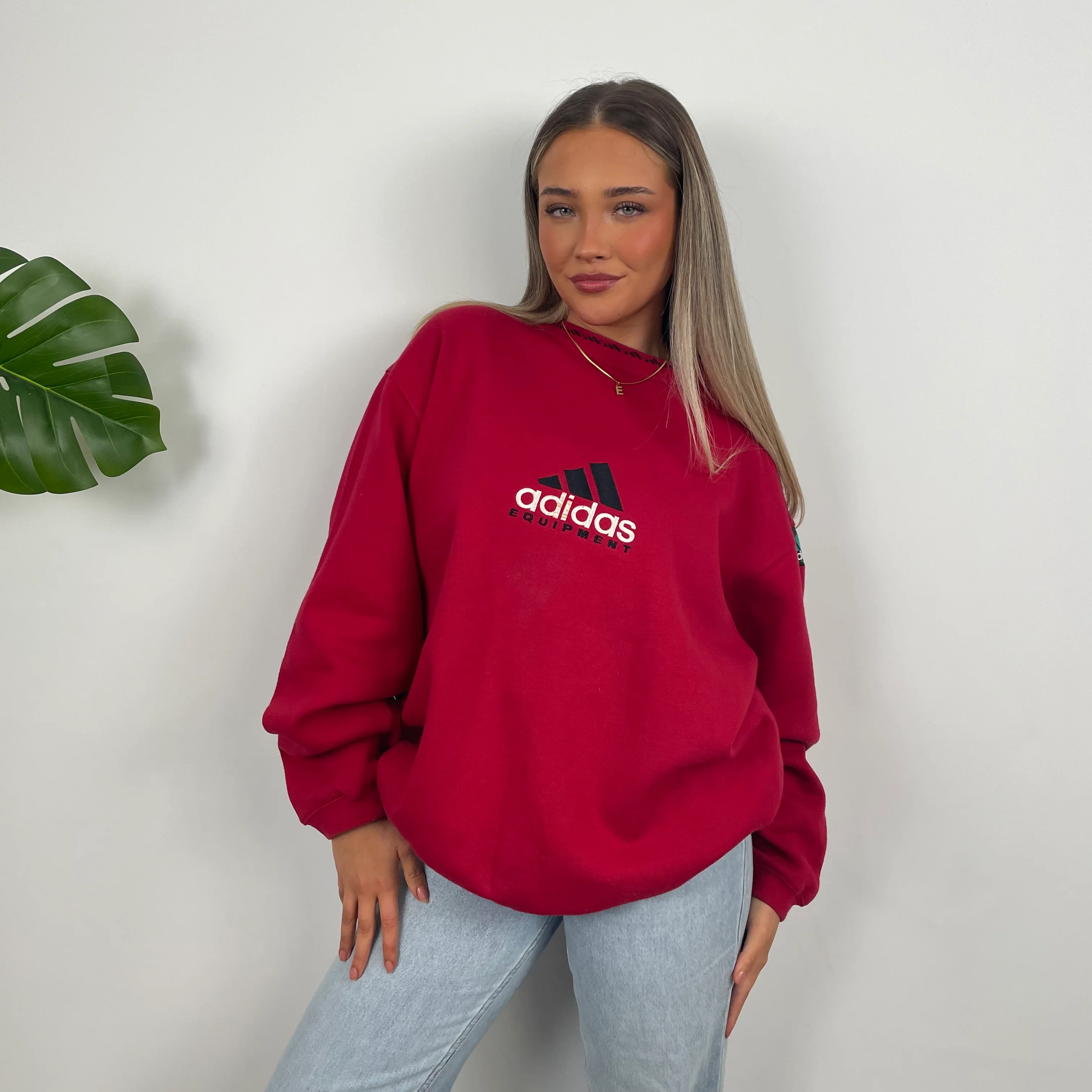 Adidas Equipment RARE Red Embroidered Spell Out Sweatshirt (M) - Image 2